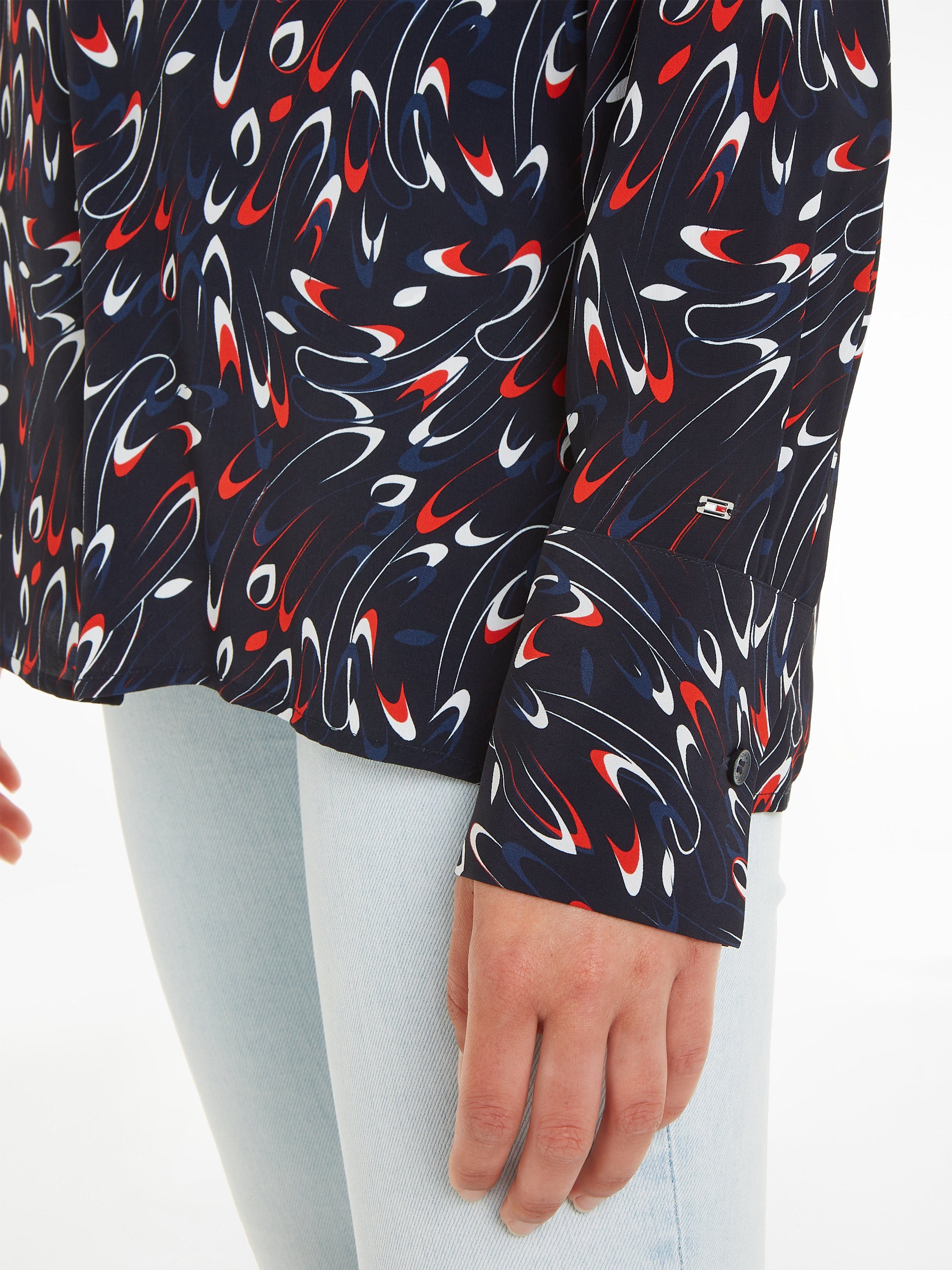 Tommy Hilfiger Blouse met lange mouwen SMALL RIBBON COLLARLESS REG LS