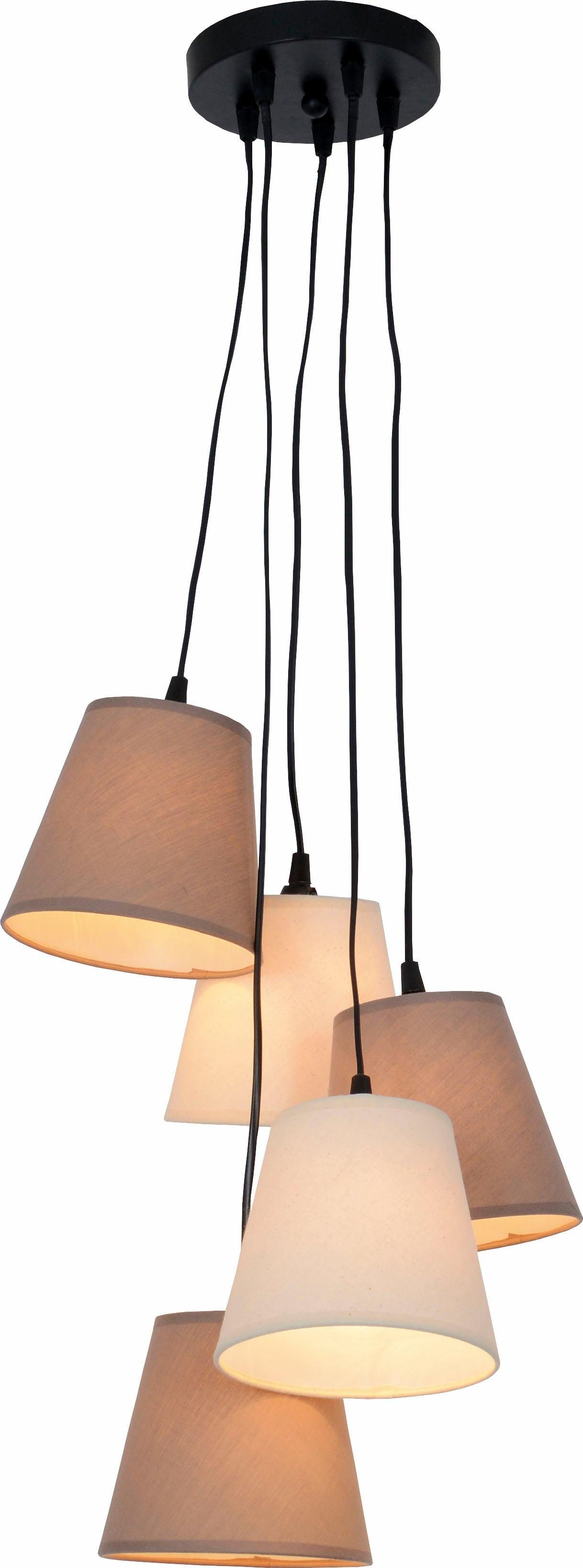 näve Hanglamp Boho E14 max. 40 W, textiel (polyester/cotton), beige/bruin, d: 35 cm