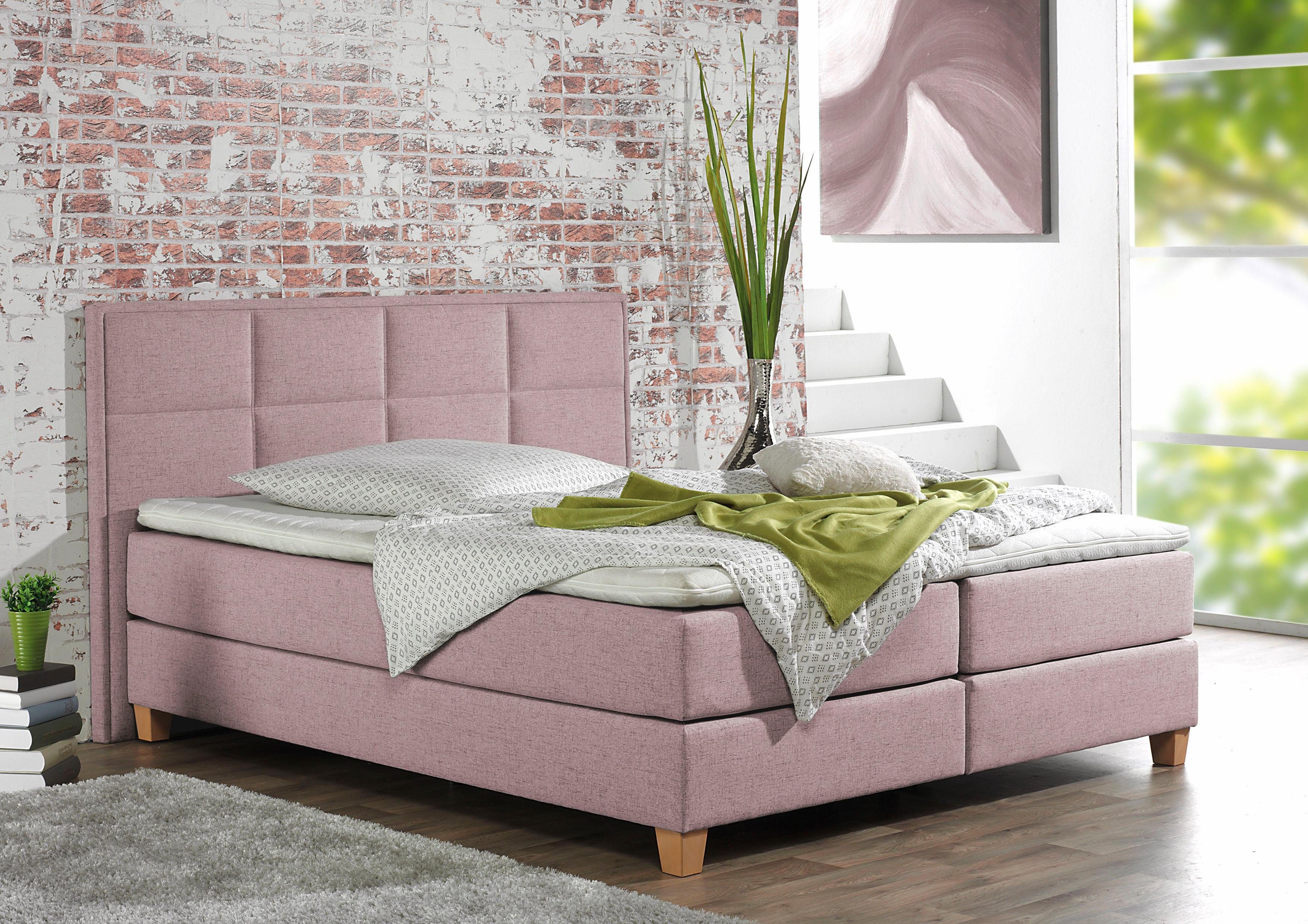 Home affaire Boxspring Casey in 5 breedten, 3 uitvoeringen, 2 hardheden, stiksels, topmatras boxsprings roze