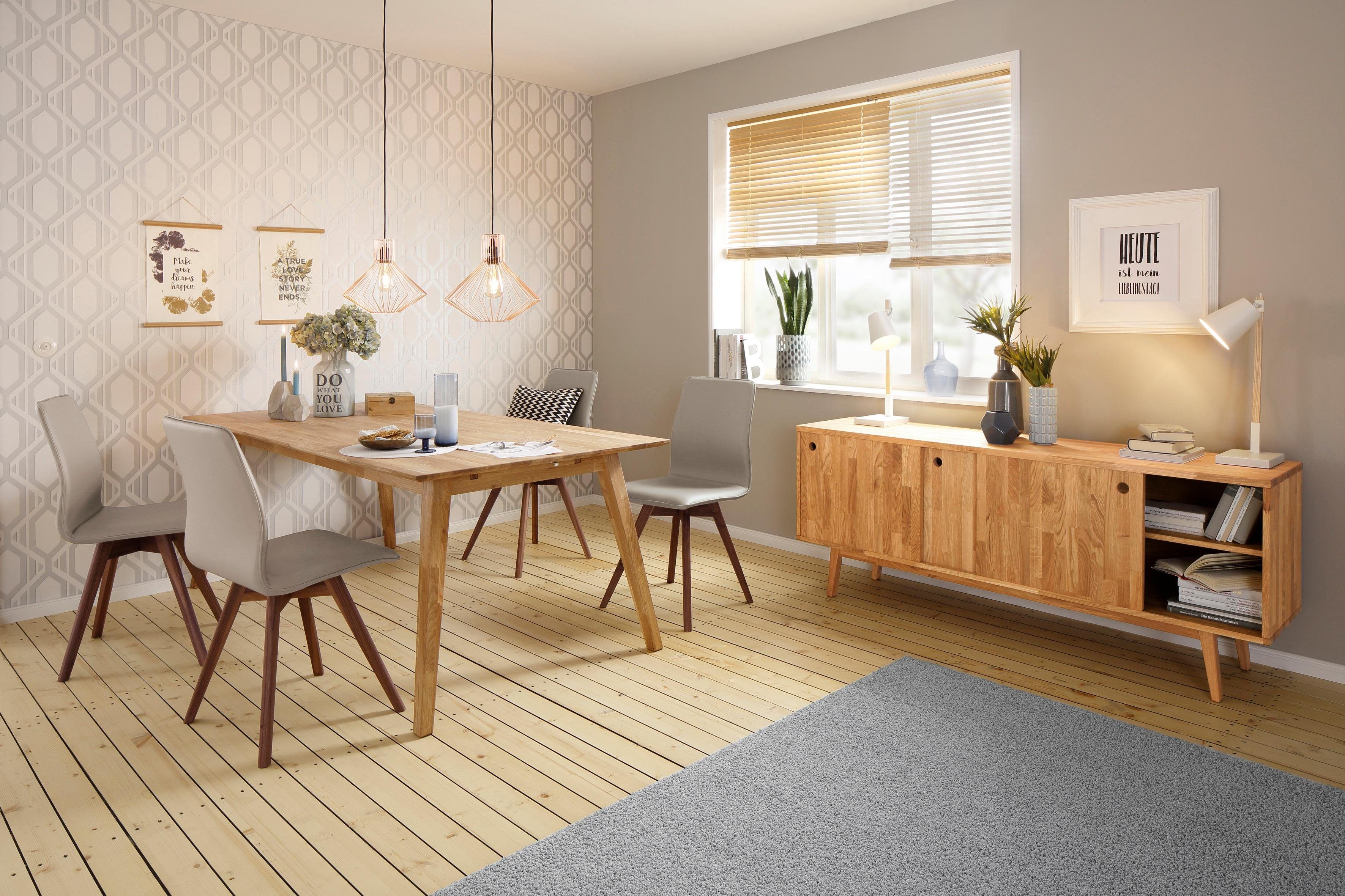 andas Eettafel Lake Massief eiken, breedte 150 cm, uit te breiden met insteekbladen