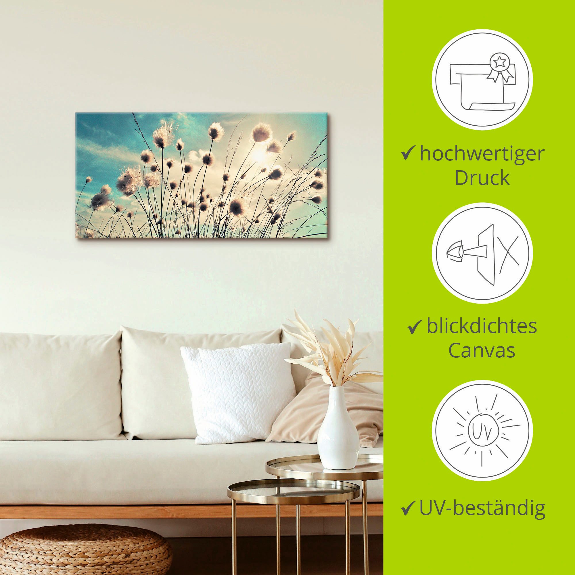 Artland Artprint Wolgras als artprint van aluminium, artprint voor buiten, artprint op linnen, poster, muursticker