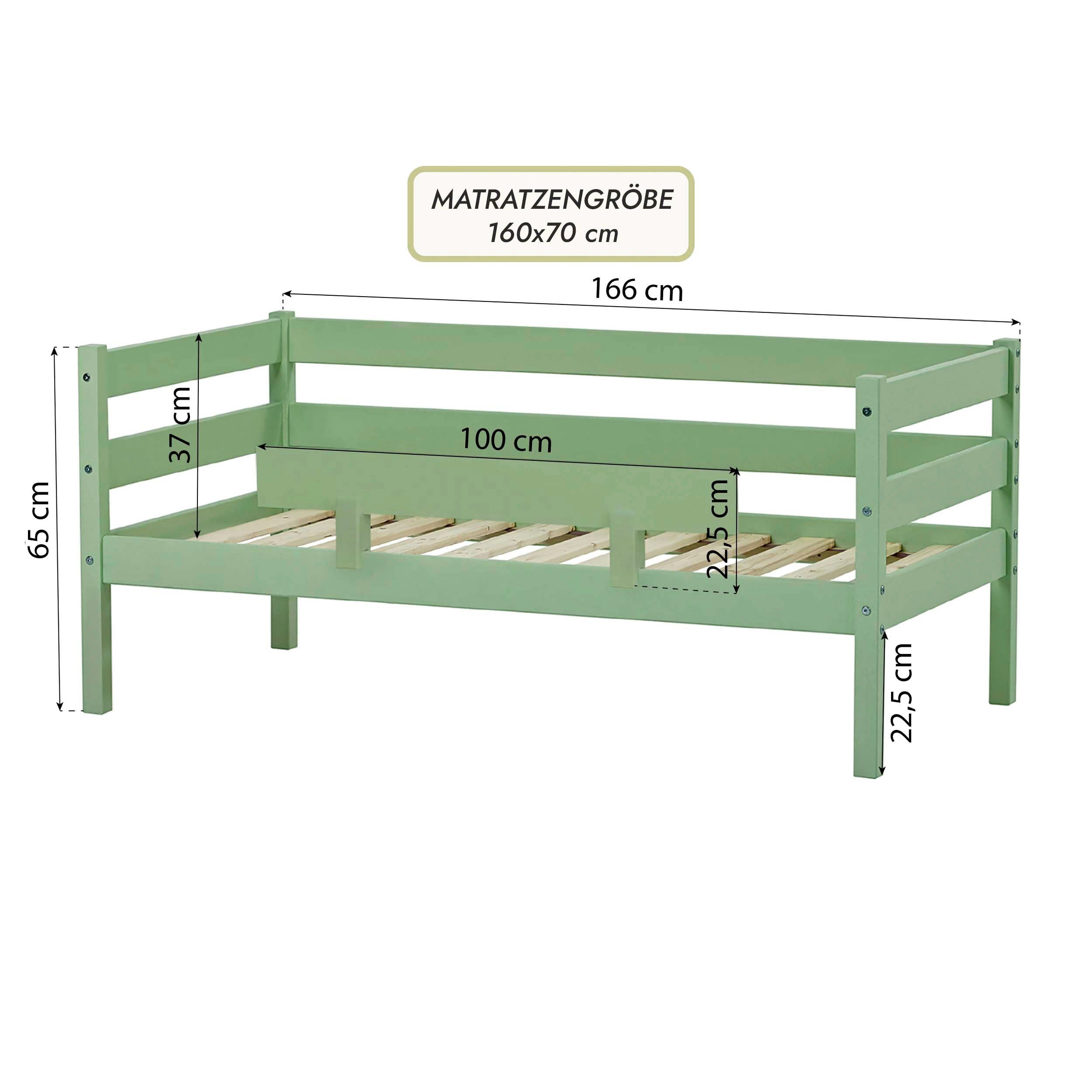 Hoppekids 1-persoonsledikant ECO Comfort kinderbed, massief grenenhout, tienerbed inclusief lattenbodem (set)