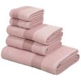 otto products handdoekenset jannis met stijlvol hoogwaardig randdessin (set, 5-delig) roze