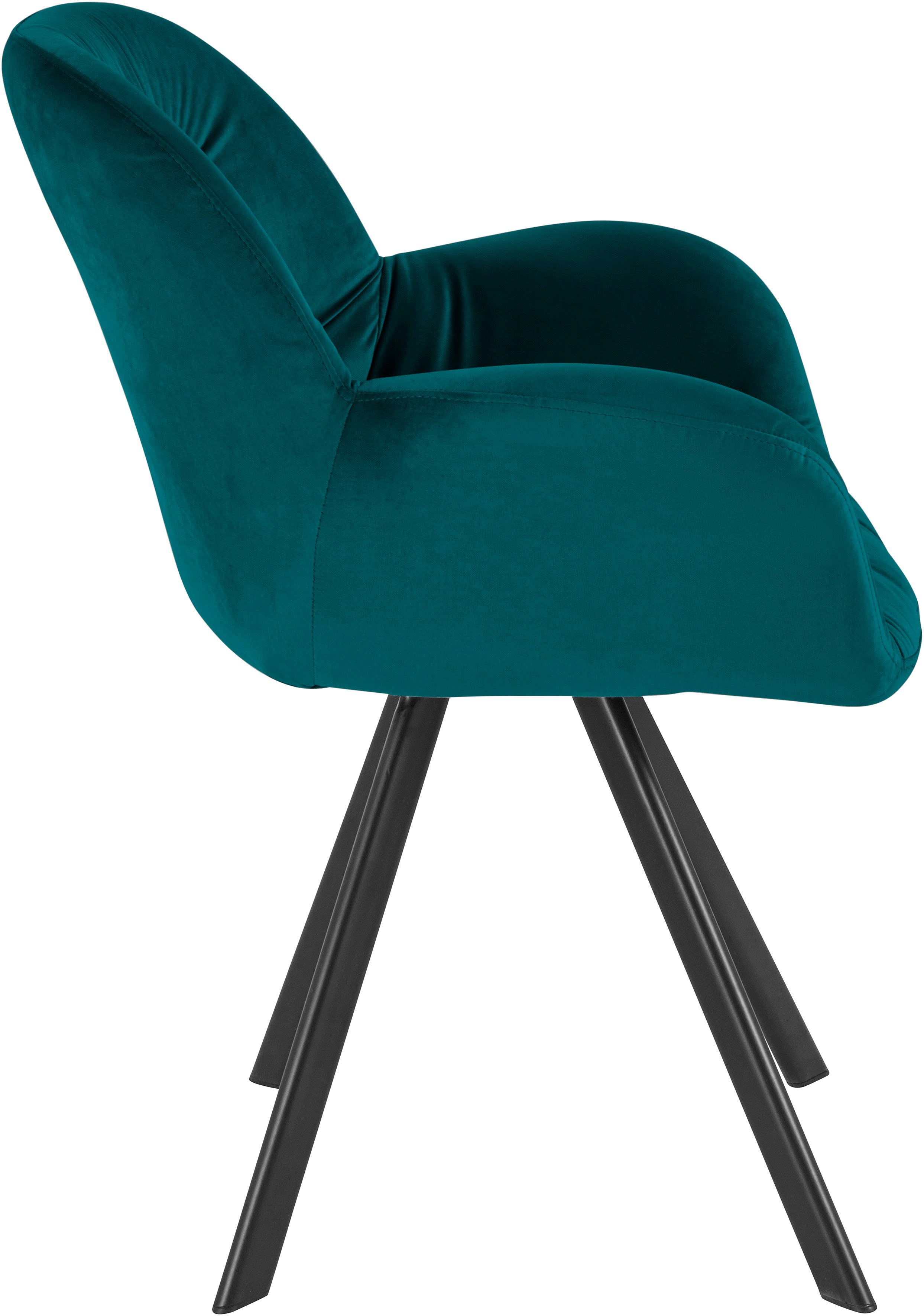 Home affaire Eetkamerstoel ELLI Bekleding in fluweel, zwart metalen frame (set, 2 stuks)