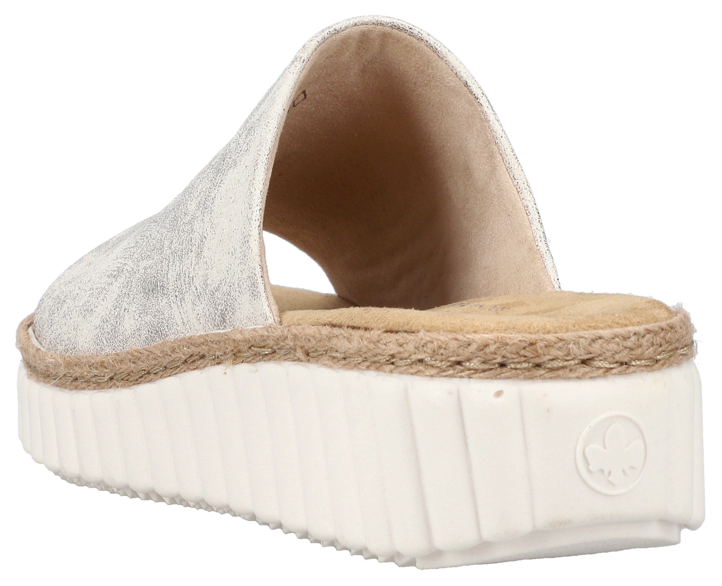 Rieker Slippers sleehak, zomerschoen, slippers met jute-omranding aan de loopzool