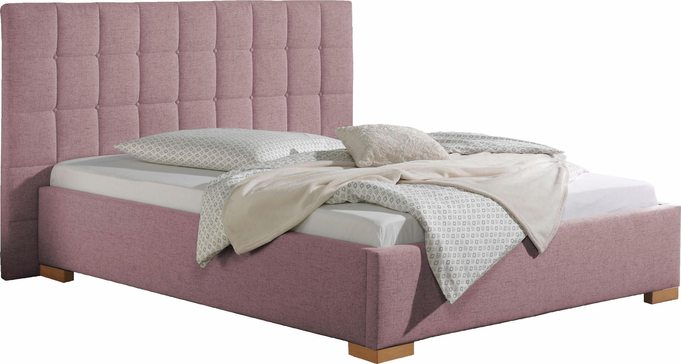 Maintal Gestoffeerd bed Cueno met en zonder matras in 2 uitvoeringen, stiksels met capitonnage