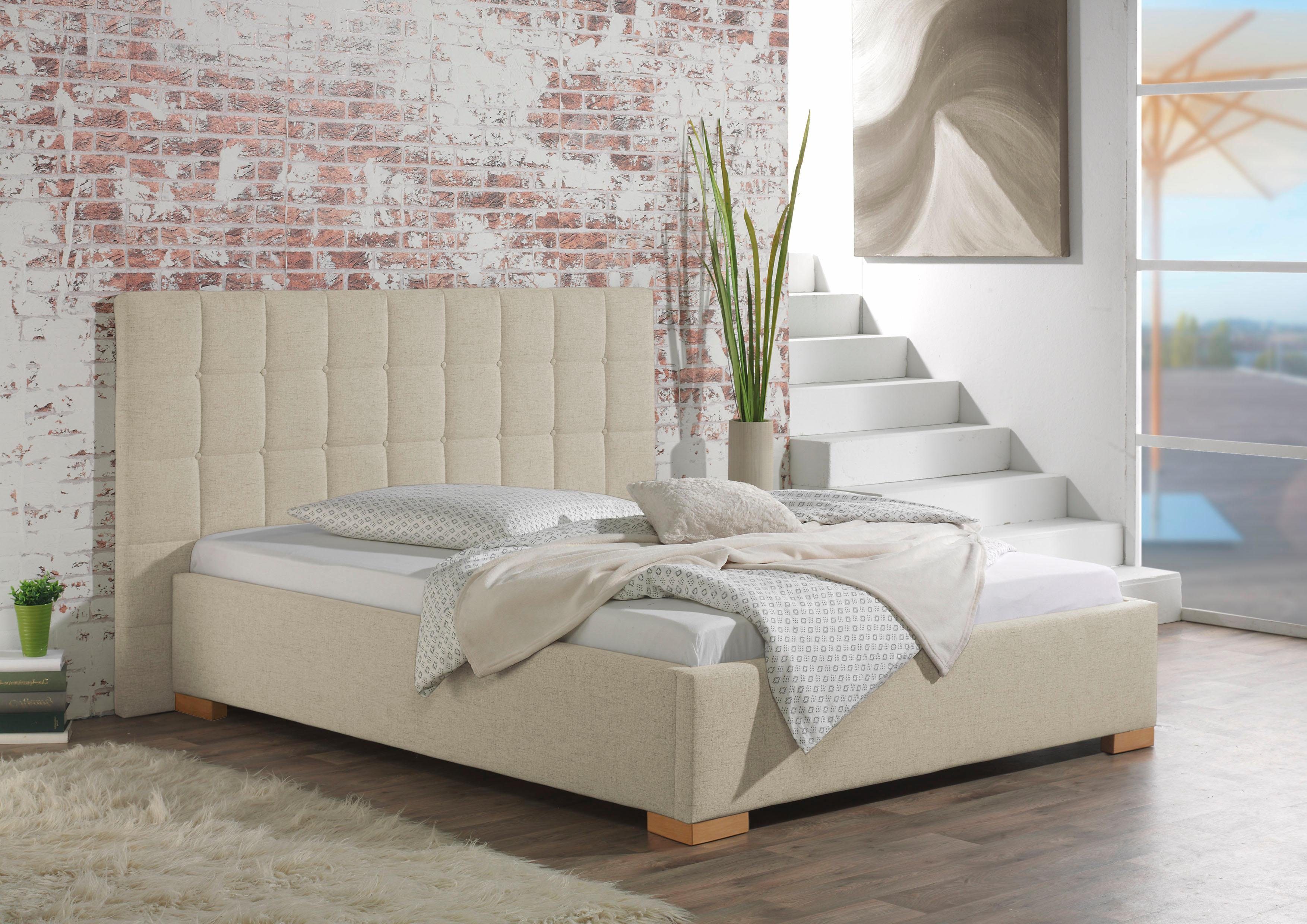 Maintal Gestoffeerd bed Cueno met en zonder matras in 2 uitvoeringen, stiksels met capitonnage