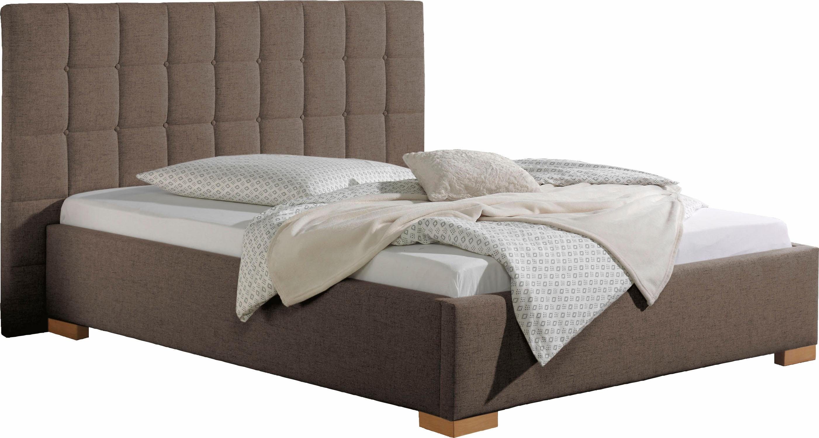 Maintal Gestoffeerd bed Cueno met en zonder matras in 2 uitvoeringen, stiksels met capitonnage