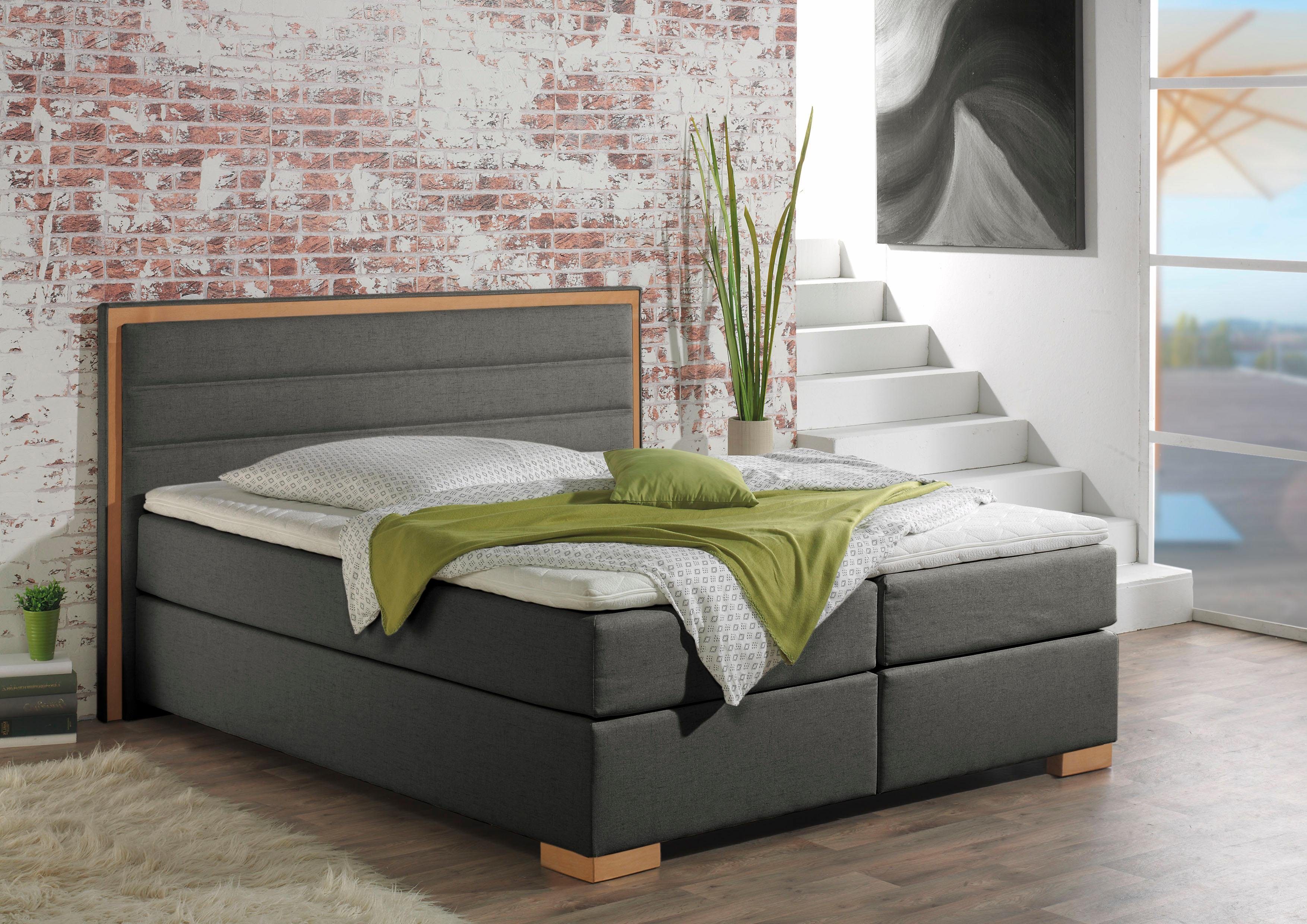 Home affaire Boxspring Treviso in 5 breedten, 3 uitvoeringen, 2 hardheden, topmatras. houten frame