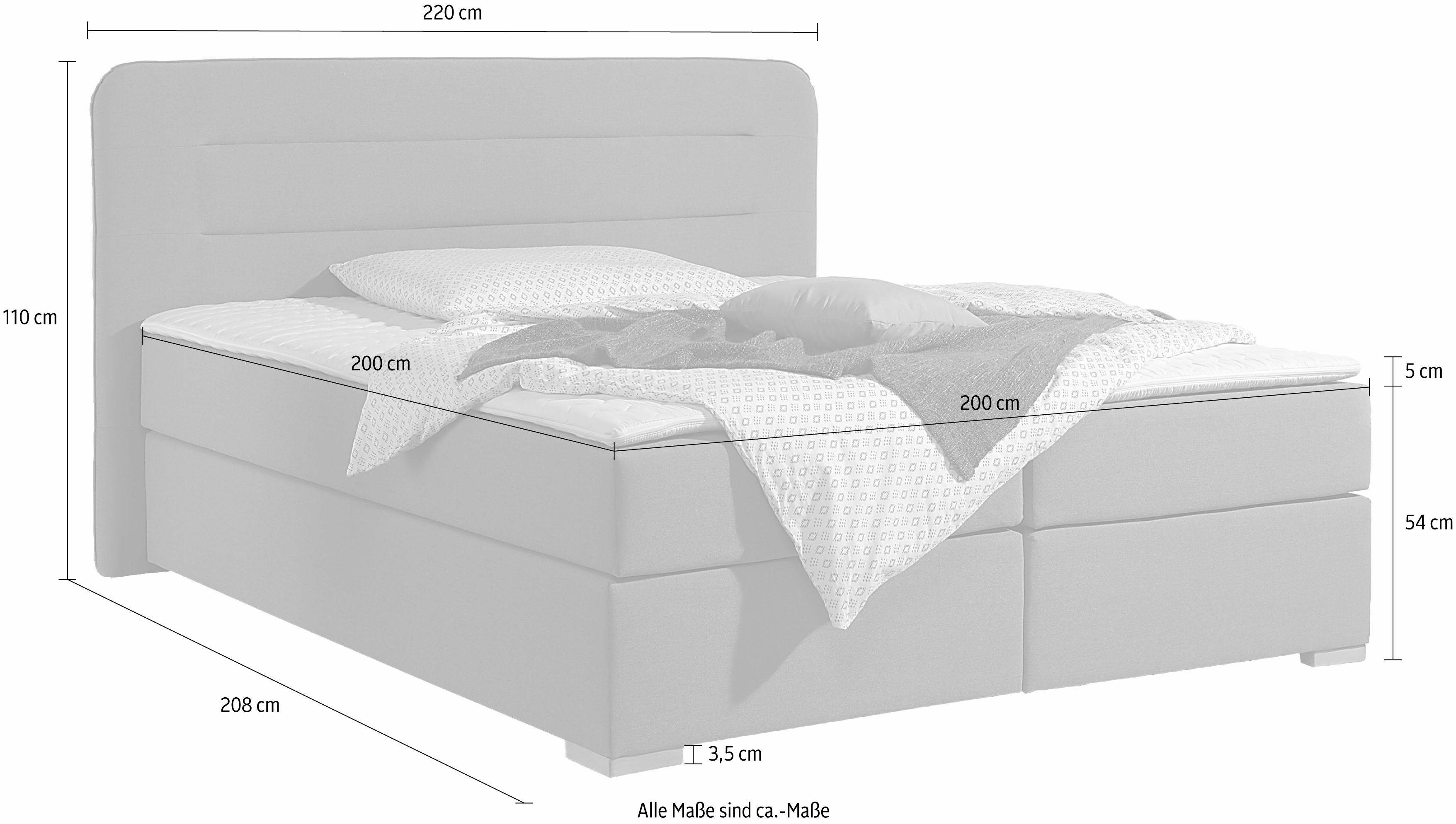 Home affaire Boxspring Manchester 5 breedten, 3 uitvoeringen, 2 hardheden, topmatras, stiksels