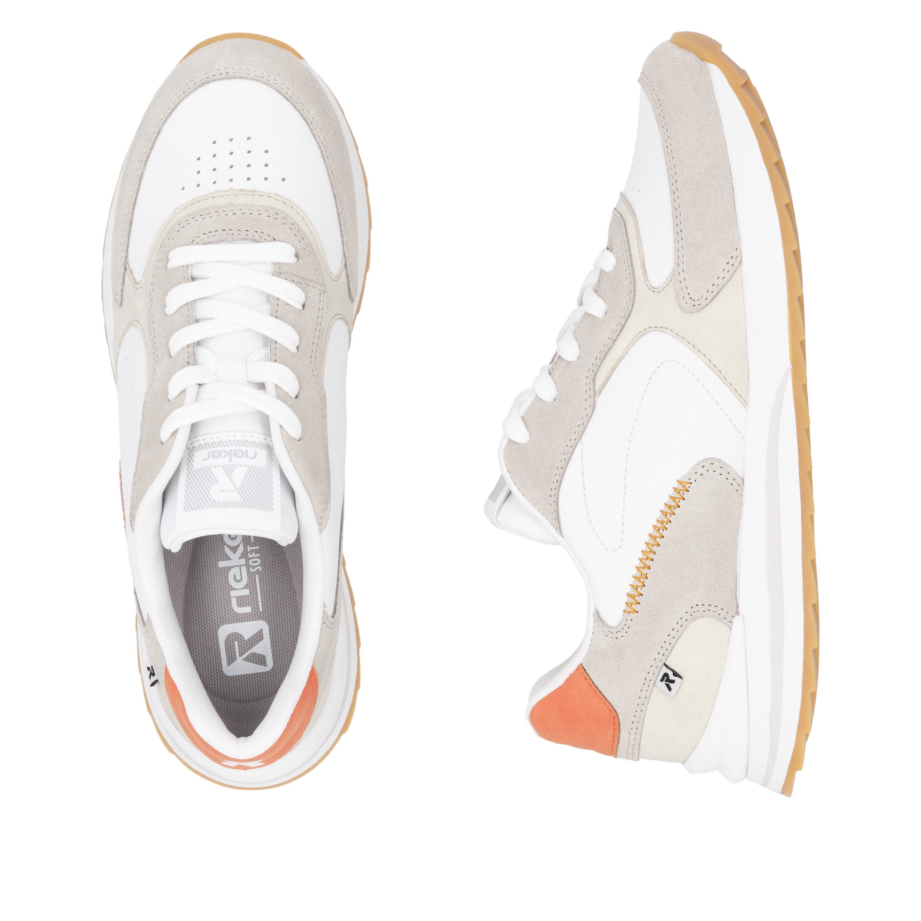 RIEKER Sport Sneakers met sleehak , lage schoen, veterschoen, vrijetijdssneaker met zachte inlegzool