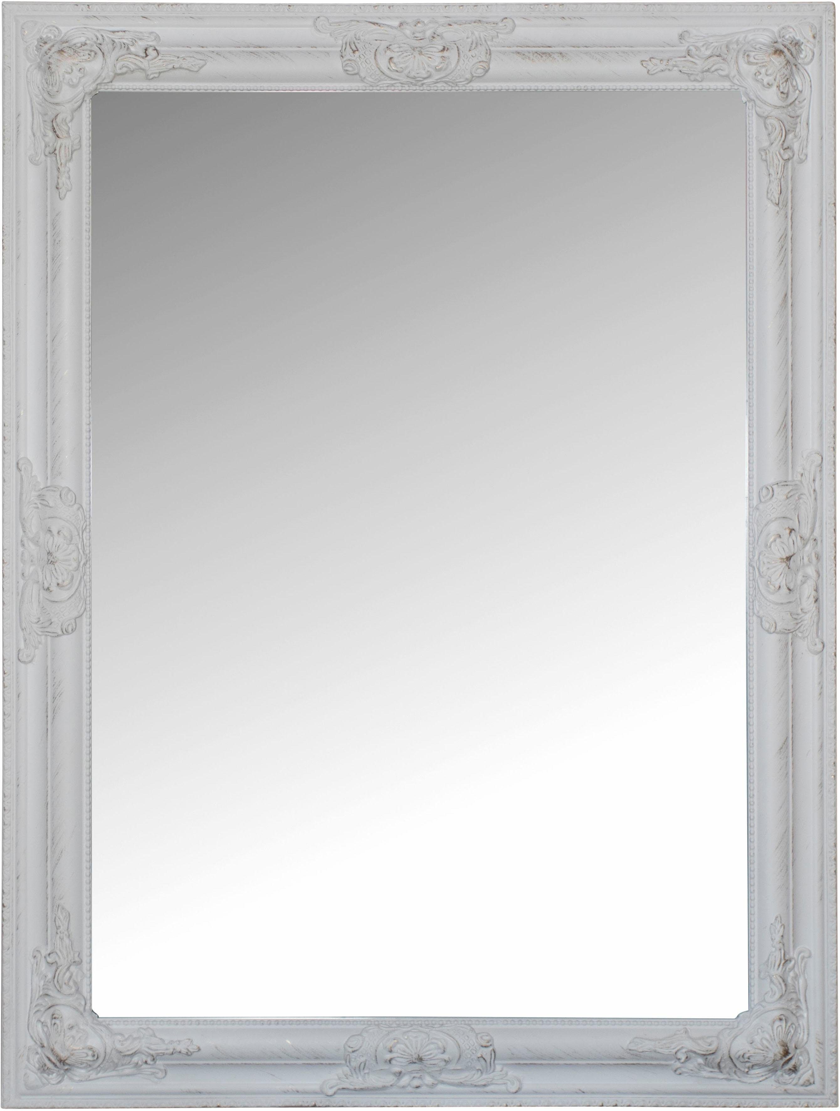 Myflair Möbel & Accessoires Wandspiegel Xub wit, rechthoekig, frame met antiek-finish, facetgeslepen spiegel (1 stuk)