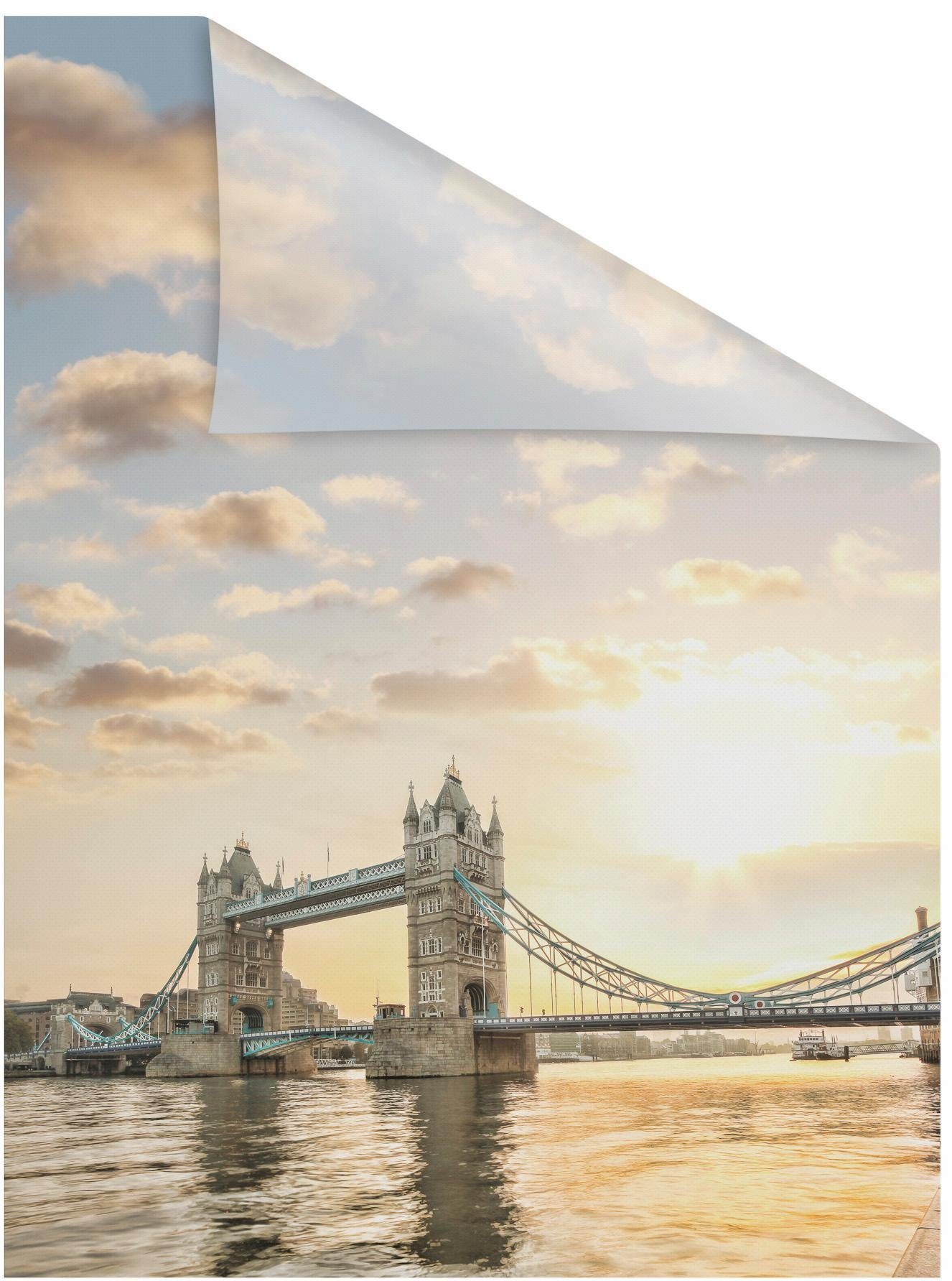 LICHTBLICK Raamfolie Tower Bridge zelfklevend, privacybescherming (1 stuk) raamdecoratie maat bxl: 100x180 cm rood