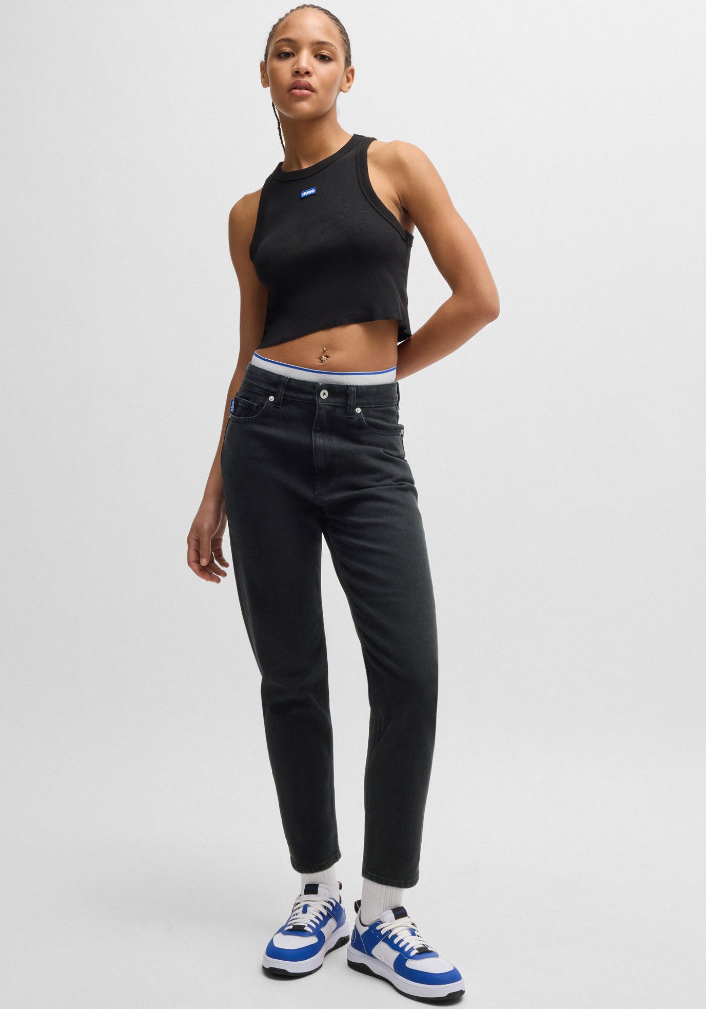 HUGO Blue Mom jeans Noe Straight fit jeans met hoge taille