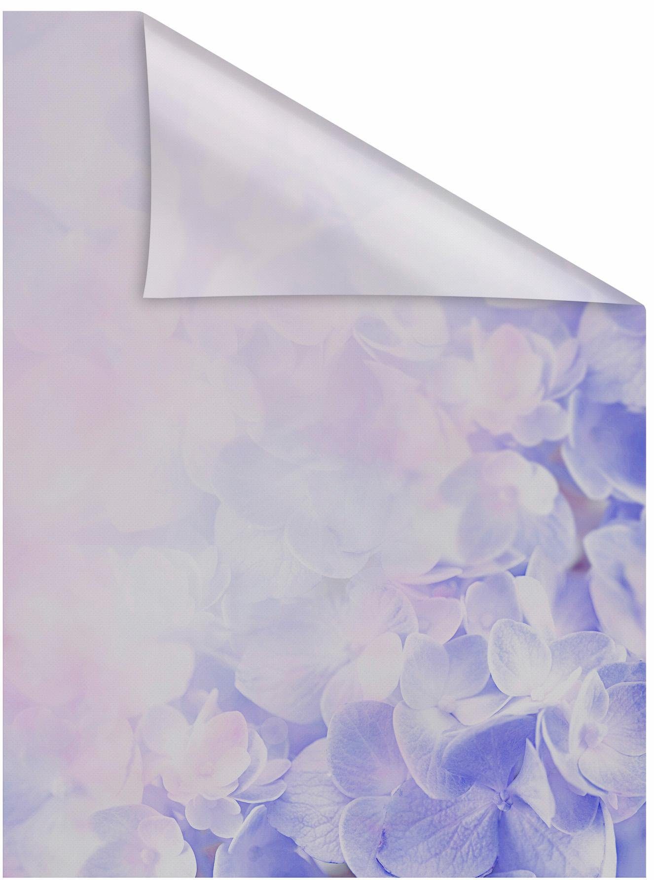 LICHTBLICK Raamfolie Hortensia zelfklevend, privacybescherming (1 stuk) raamdecoratie maat bxl: 100x130 cm paars