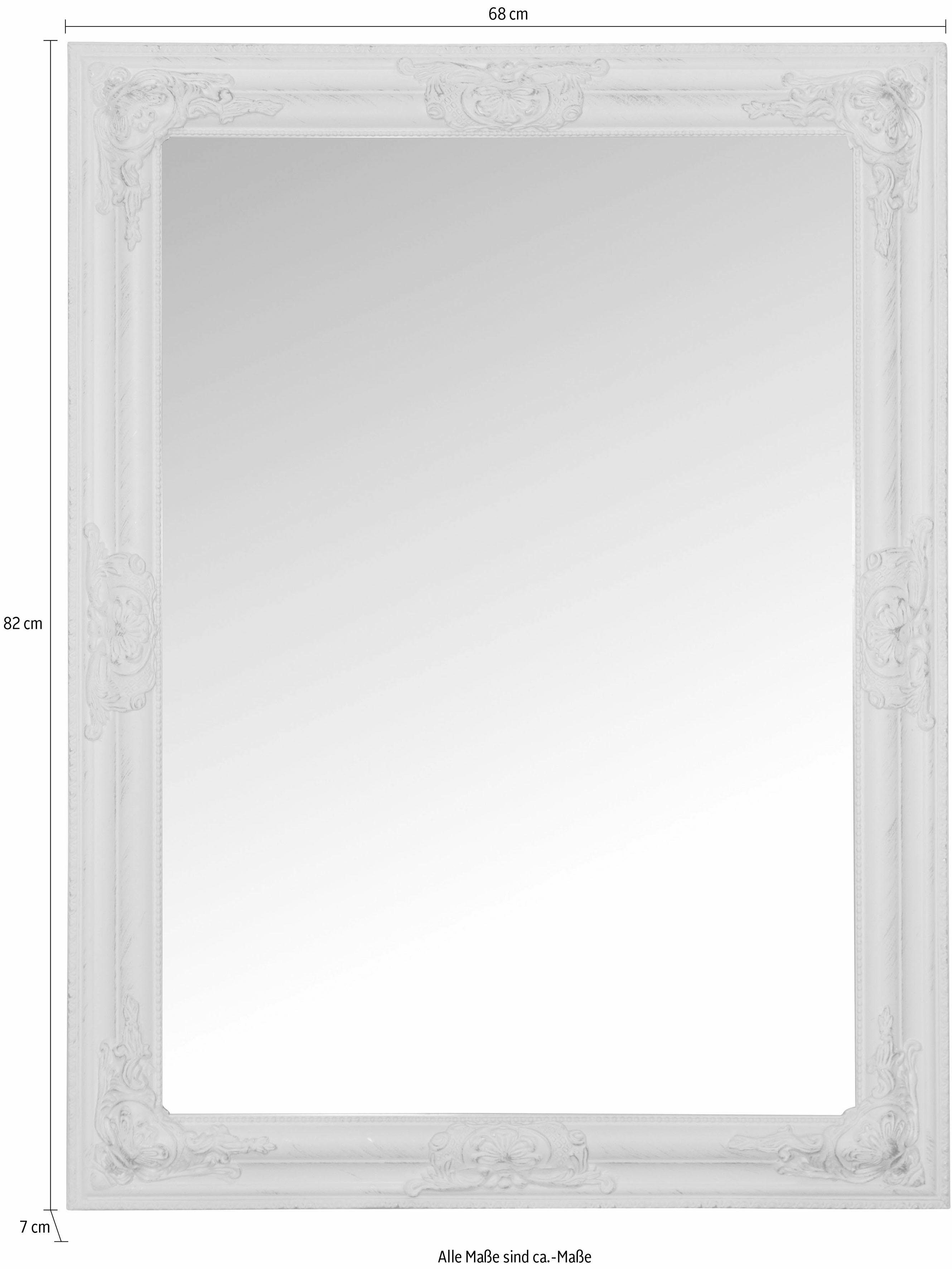 Myflair Möbel & Accessoires Wandspiegel Xub wit, rechthoekig, frame met antiek-finish, facetgeslepen spiegel (1 stuk)