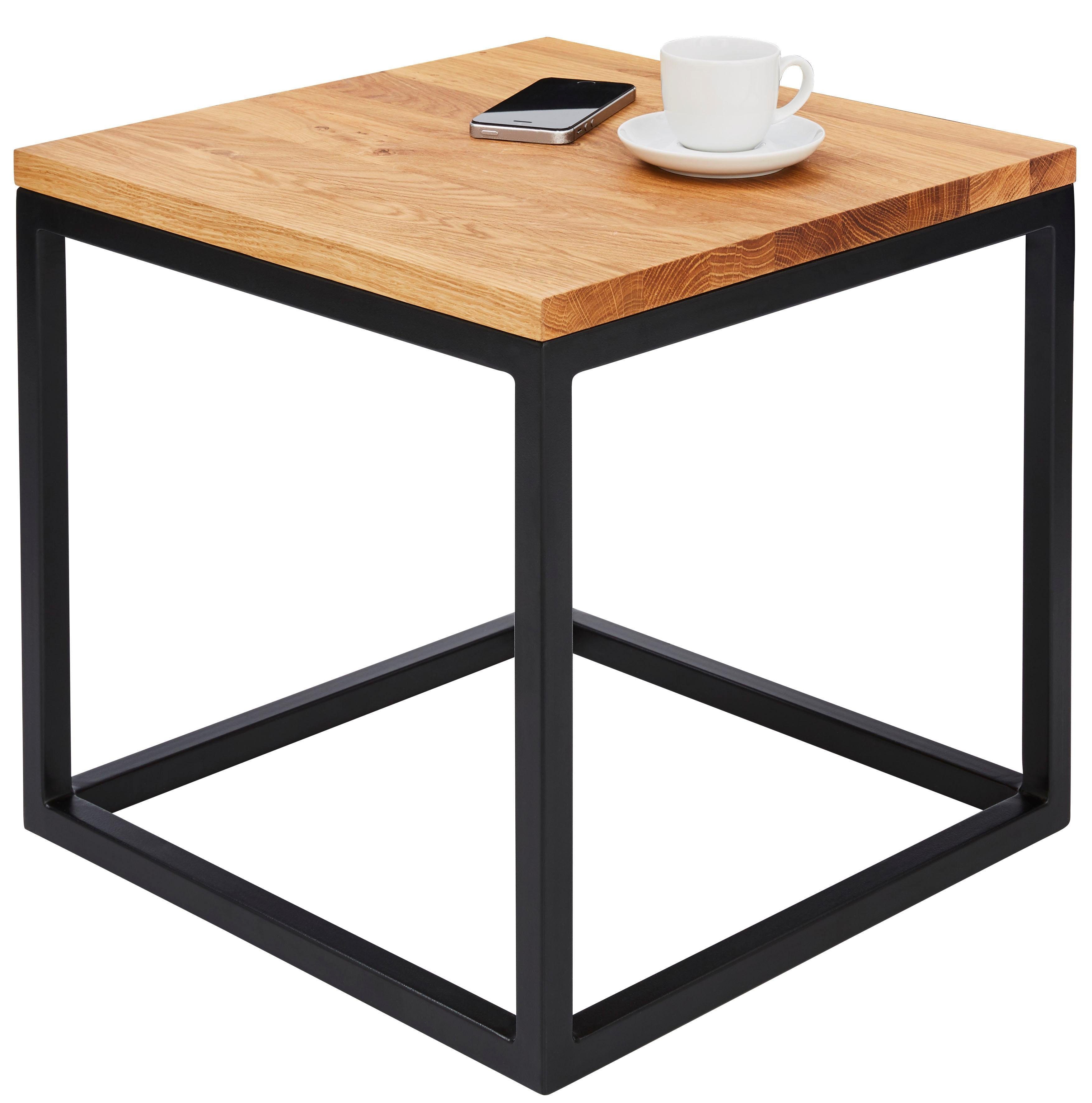 Home affaire Salontafel Voorst van massief eiken en metalen frame