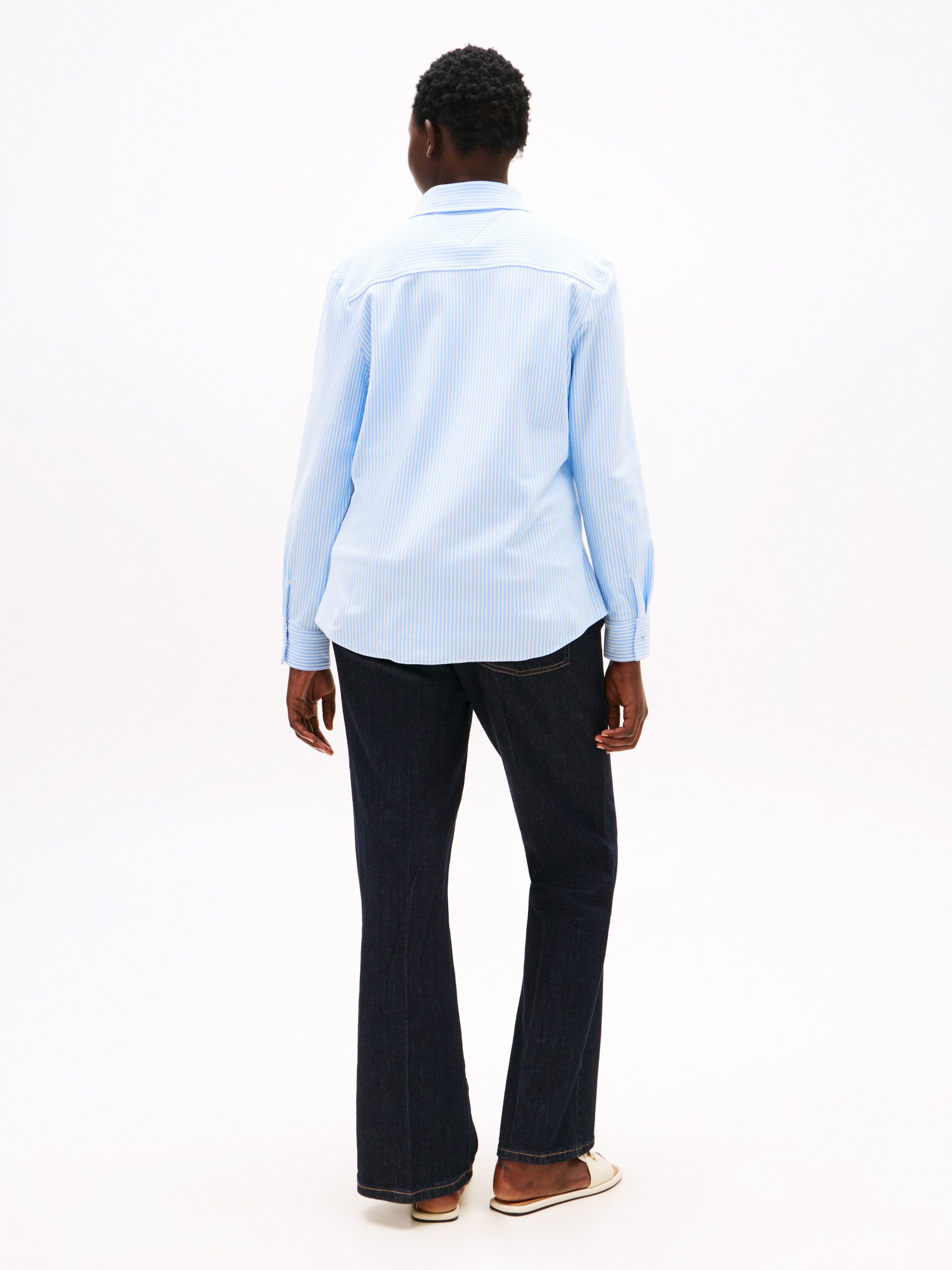 Tommy Hilfiger Curve Blouse met lange mouwen CRV 1985 SLIM PIQU