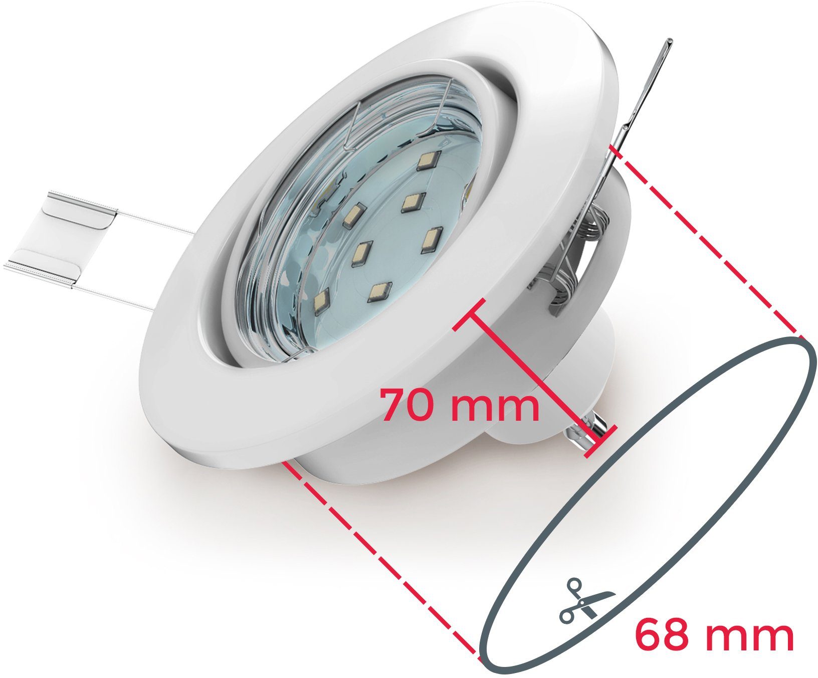 B.K.Licht Ledinbouwlamp 6-delige set inbouwspots, draaibare inbouwspots, platte plafondstralers (6 stuks)