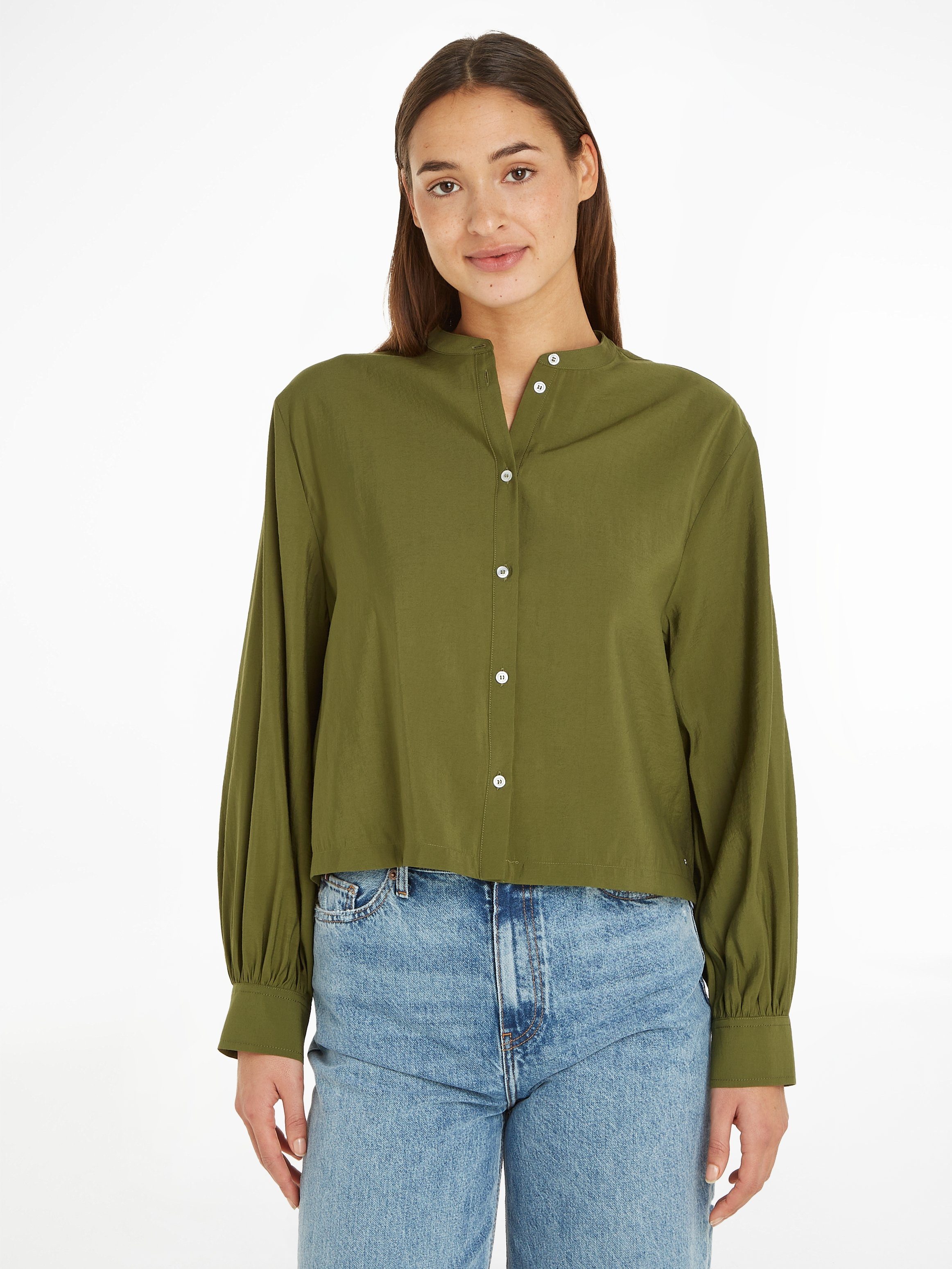 Tommy Hilfiger Blouse met lange mouwen met stijlvolle opstaande kraag