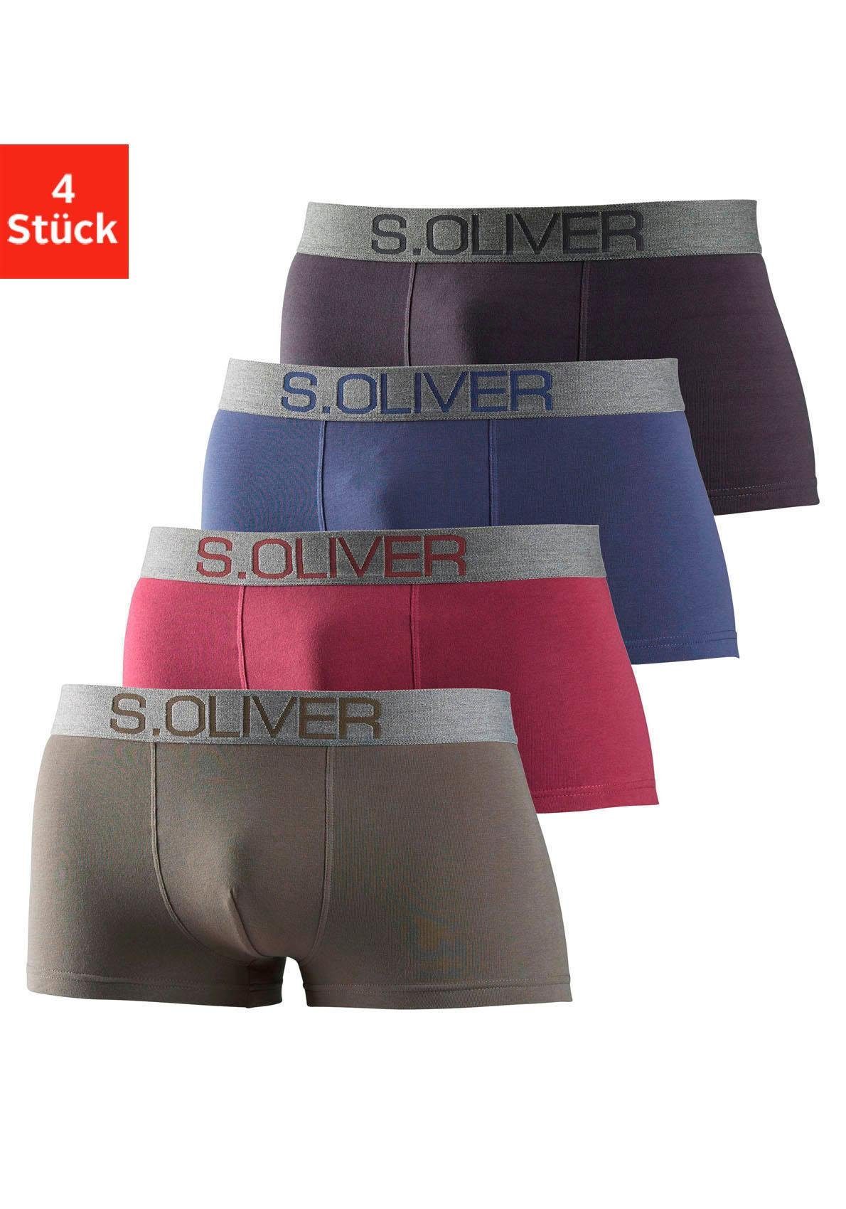 s.Oliver RED LABEL Beachwear Hipster strak zittende boxershorts voor heren van katoenmix (set, 4 stuks)