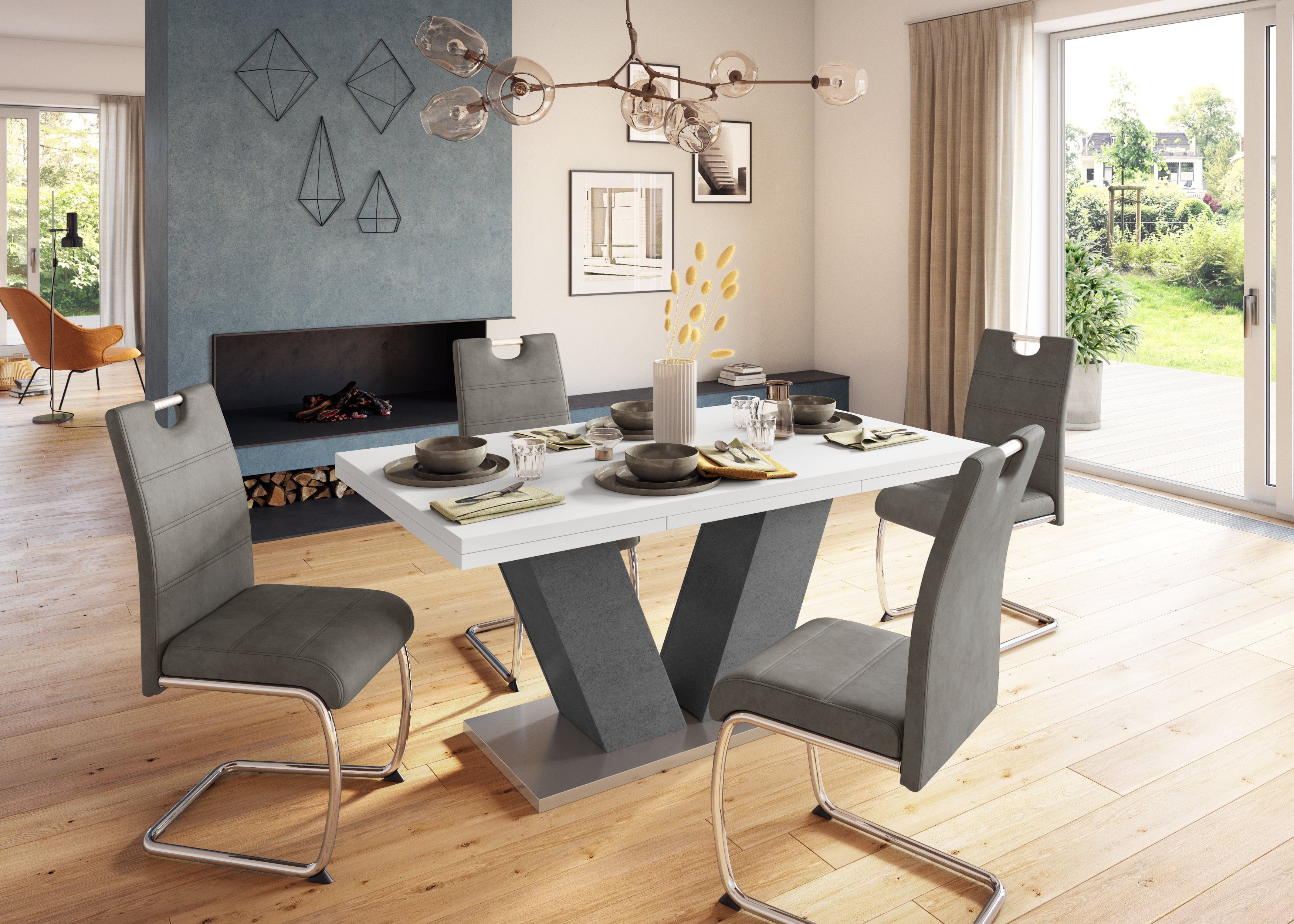 HELA Vrijdragende stoel Flora, eetkamerstoelen Vrijdragende stoel set: 1, 2 of 4 stuks, hoog zitcomfort