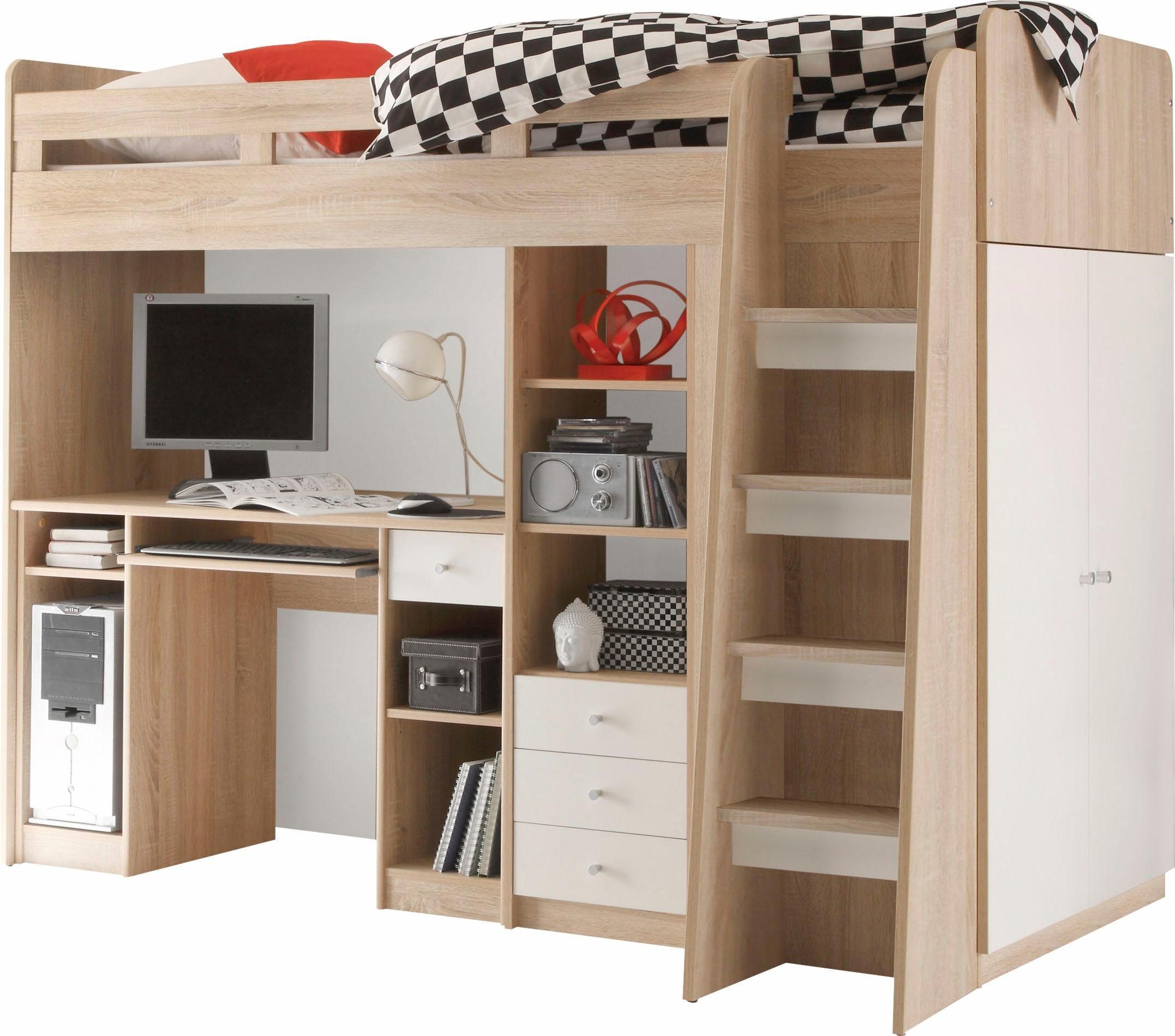 Begabino Hoogslaper Unit met kledingkast, bureau en laden