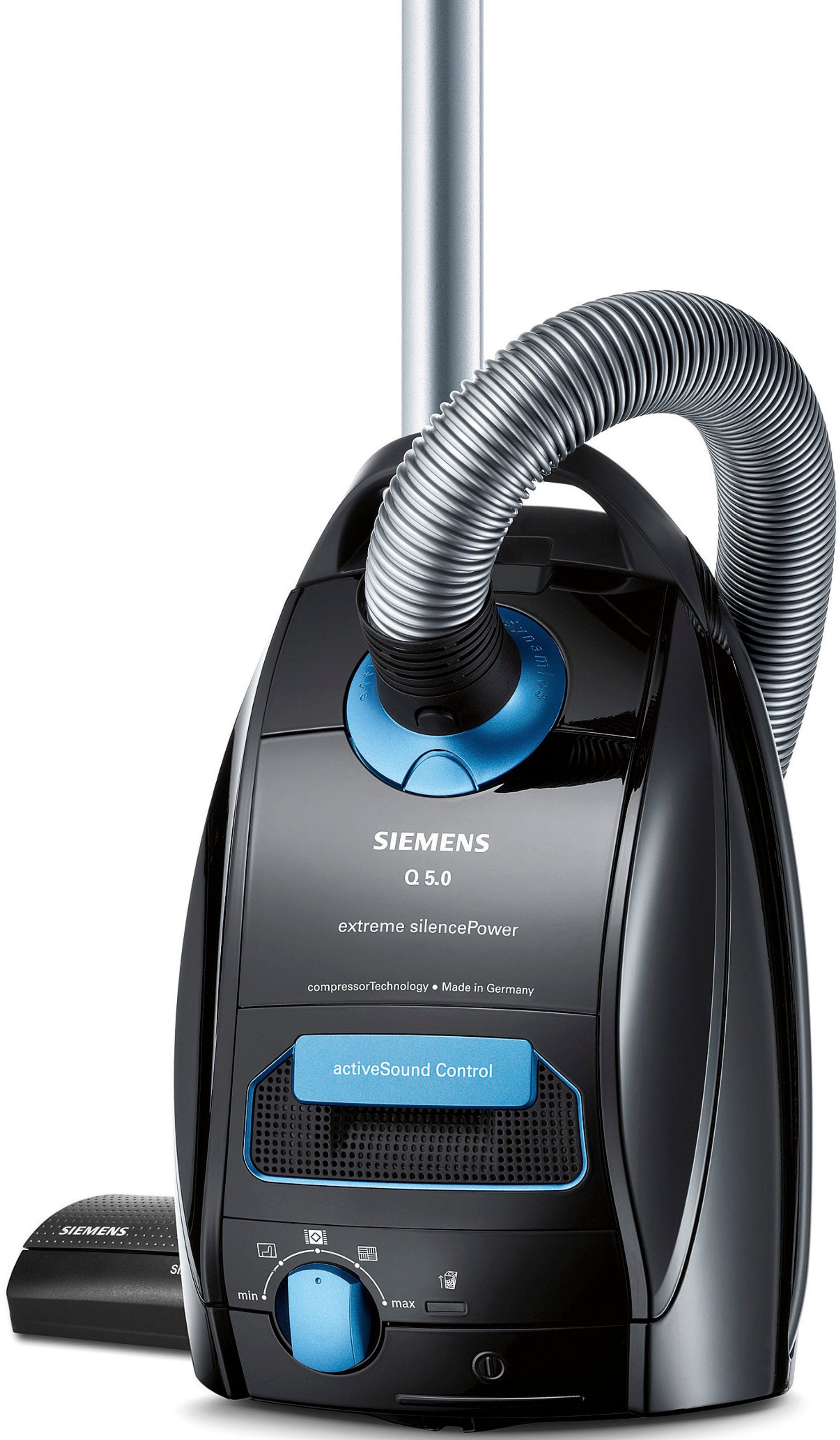 SIEMENS Stofzuiger Extreme silencePower VSQ5X1230, zwart hoge zuigkracht, geïntegreerd...