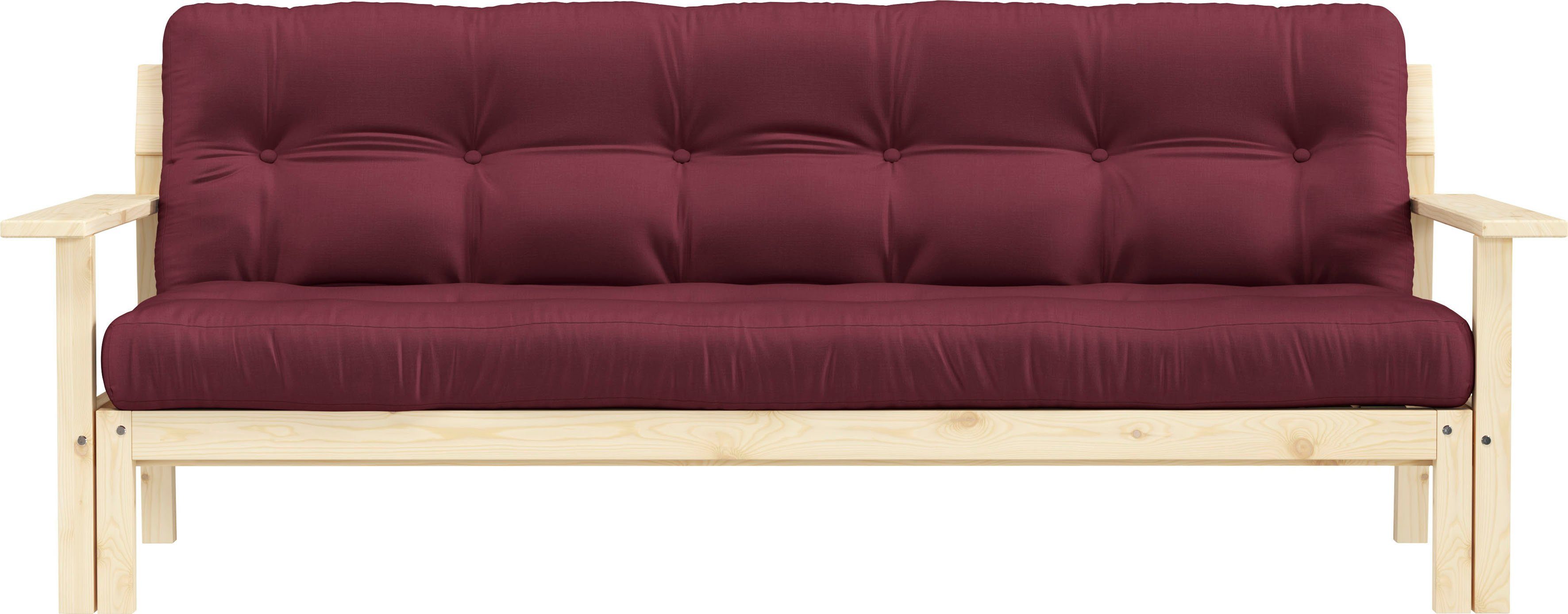 Karup Slaapbank Unwind Met houtstructuur, incl. futonmatras, ligoppervlak 130x190 cm rood, slaapbanken