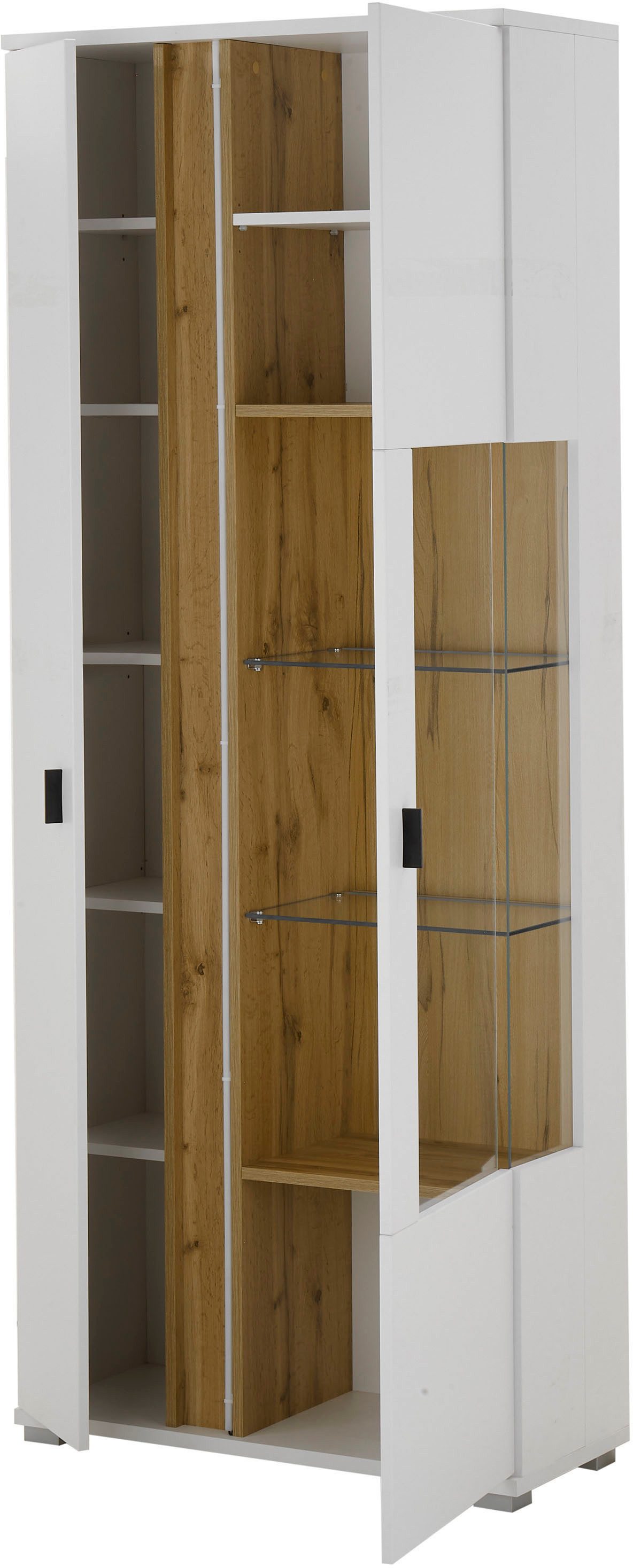 INOSIGN Vitrinekast LONG ISLAND, opberghangkast in moderne trendkleur, inclusief verticale verlichting, breedte 80 cm (1 stuk)