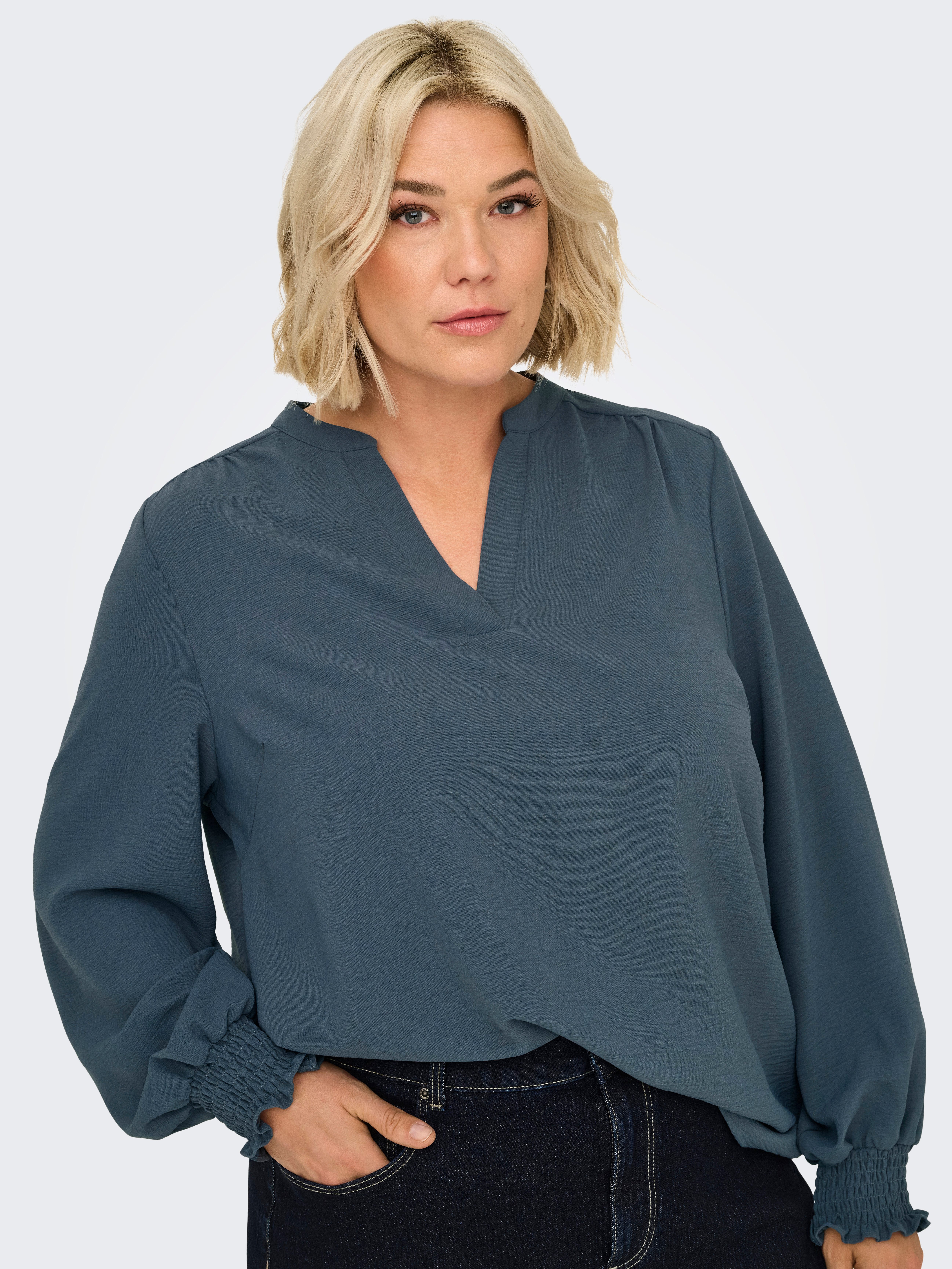 ONLY CARMAKOMA Shirtblouse CARMETTA LIFE V-NECK TOP WVN NOOS