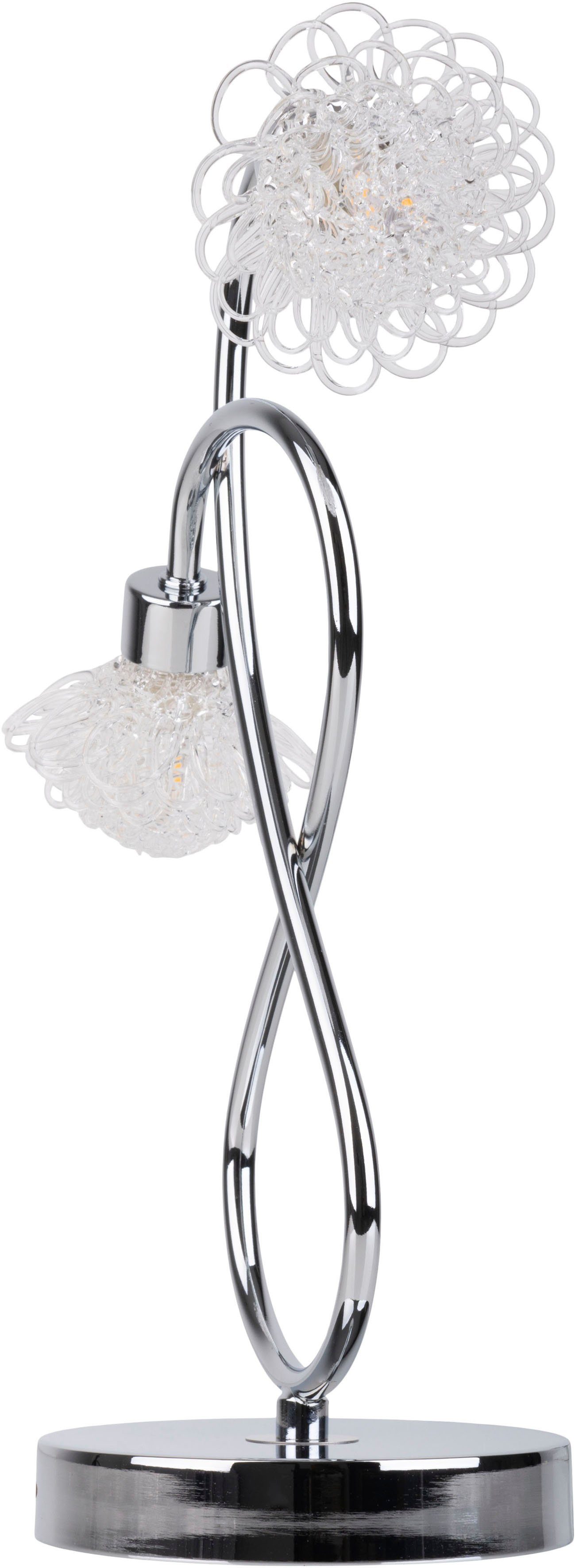 näve Led-tafellamp Flower heldere bloemvormige kappen, 2-armig, g9 led lichtbronnen, chroomkleurig (1 stuk)