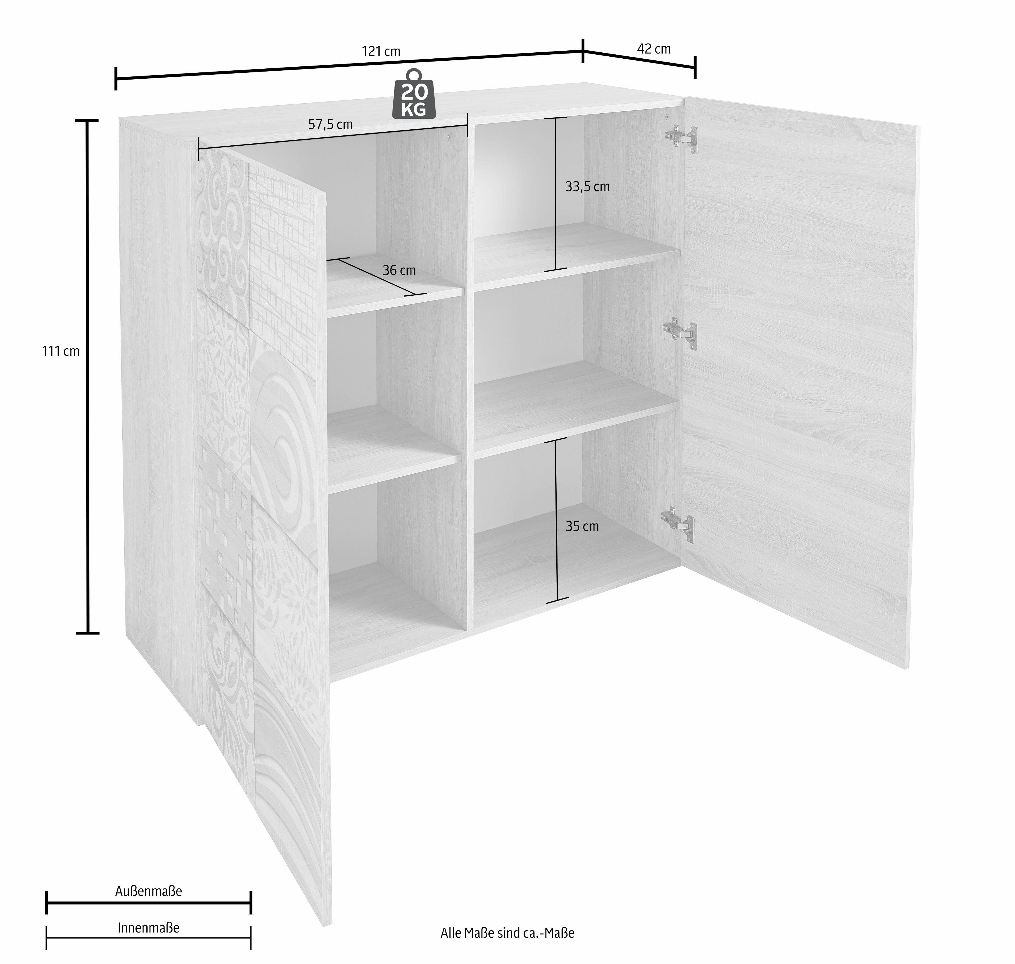 INOSIGN Highboard Miro Breedte 121 cm met decoratieve zeefdruk