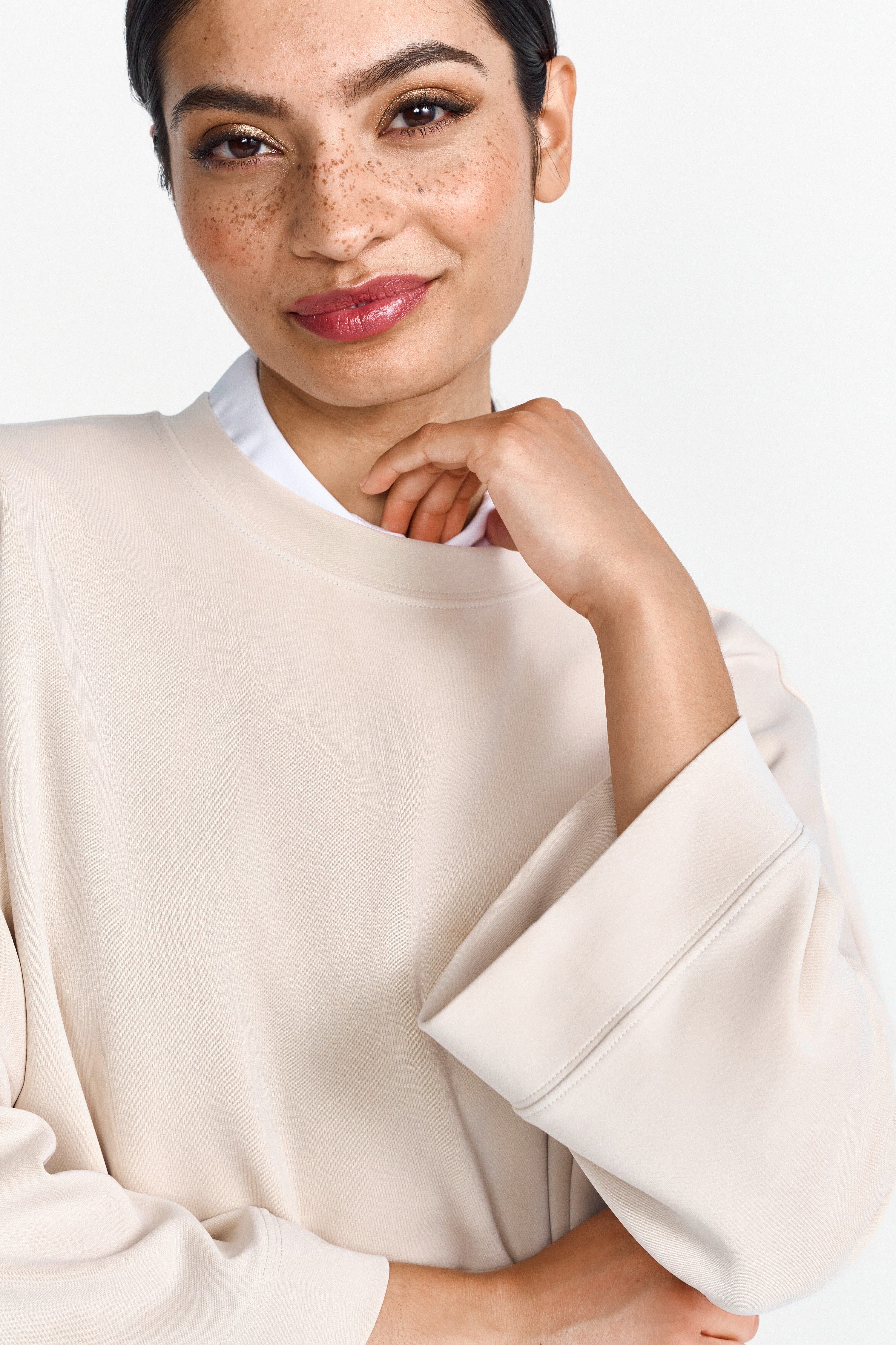 Rich & Royal Shirt met korte mouwen Tencel peached Shirt modieus kortarm sweatshirt
