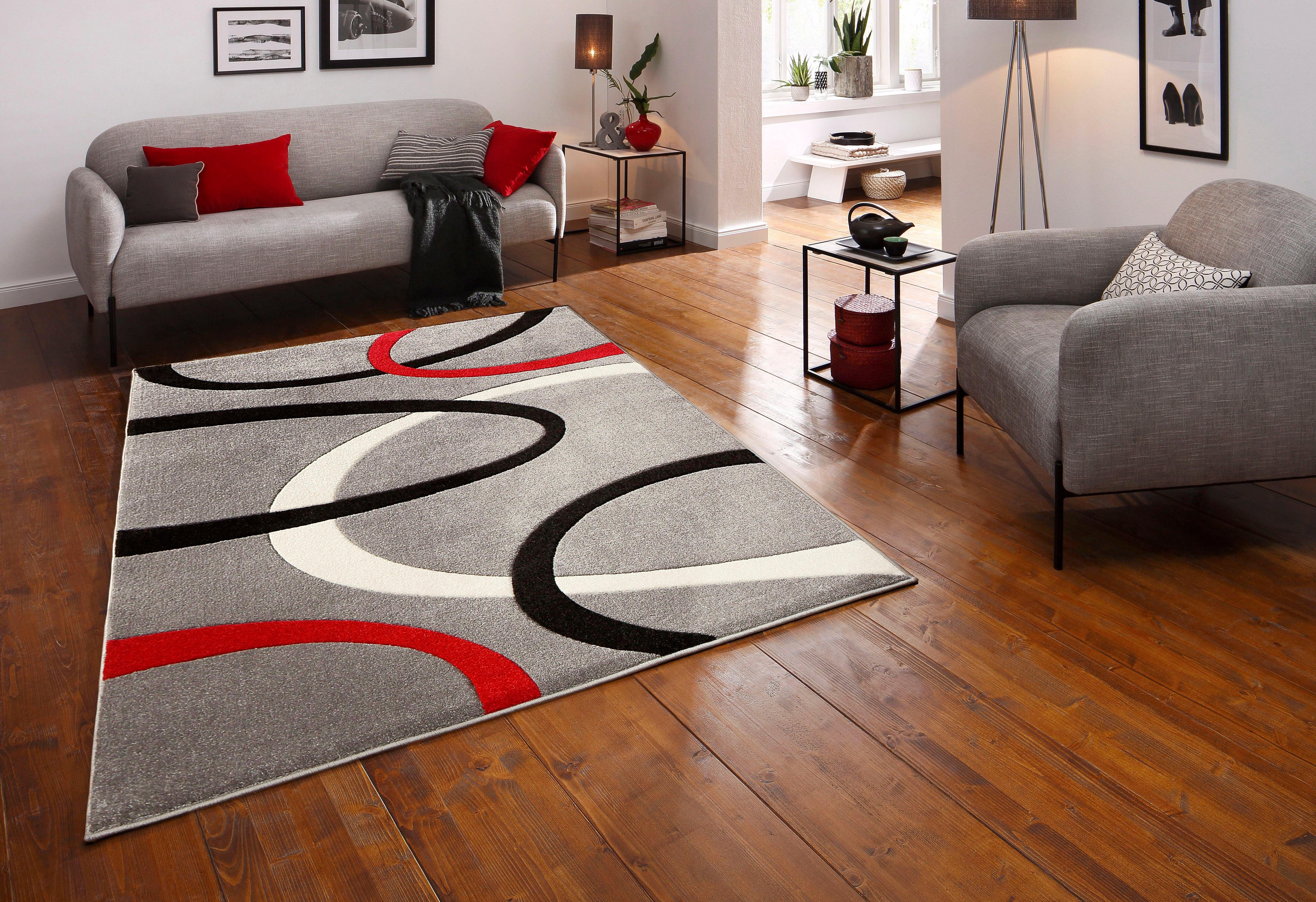 my home Vloerkleed BILL met een met de hand gesneden reliëfpatroon, korte pool, elegant, 3d-design