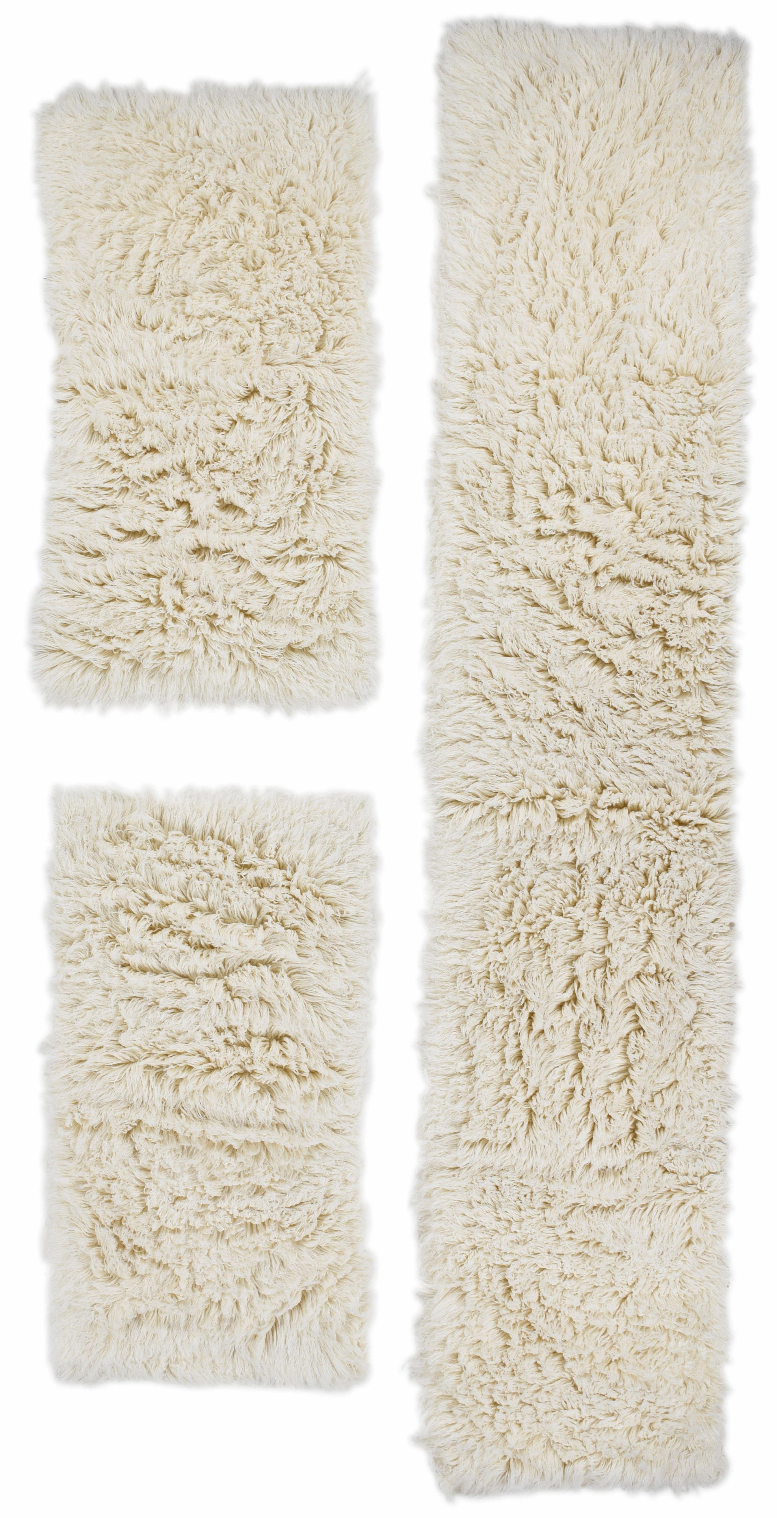 THEKO Set slaapkamerkleedjes Flokos 2 Loperset, hoge pool, unikleuren, zuivere wol, met de hand geweven