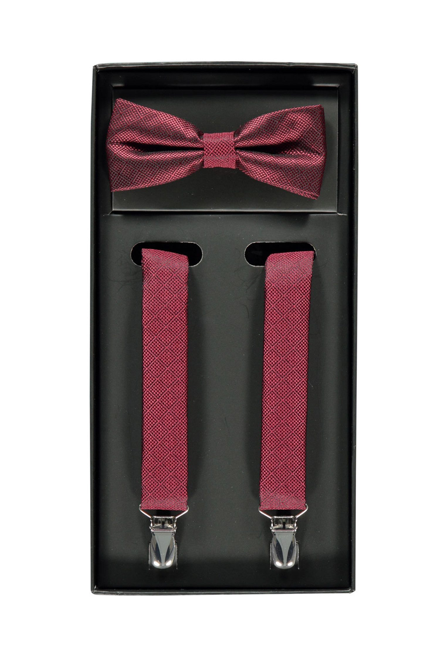Lerros Bretels LERROS bretels en vlinderstrik *Jacquard* unisex bretels rood