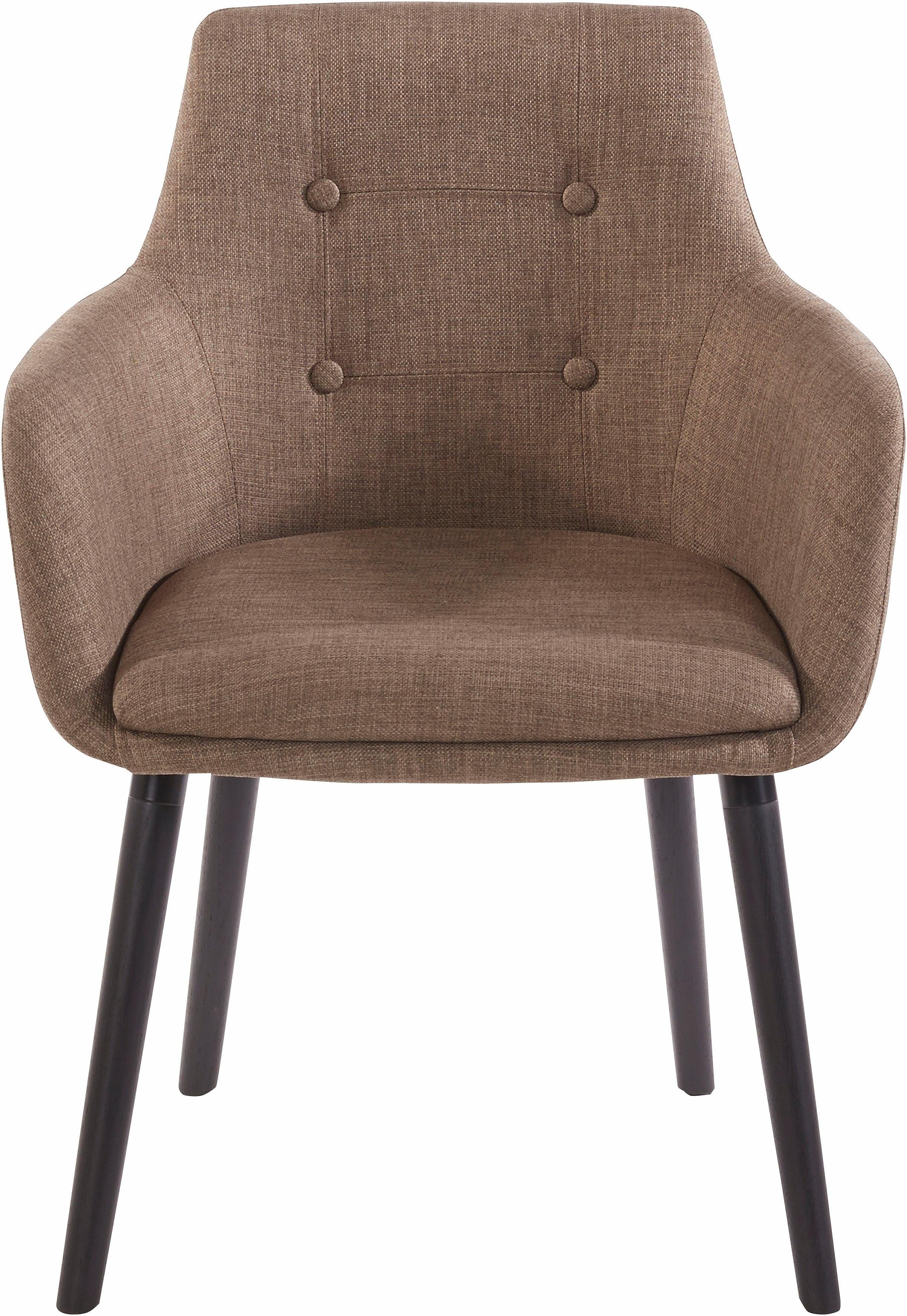 Home affaire Stoel met armleuningen Bradford (1 of 2 stuks), overtrekstof in weefstof, frame van eiken massief hout (set)