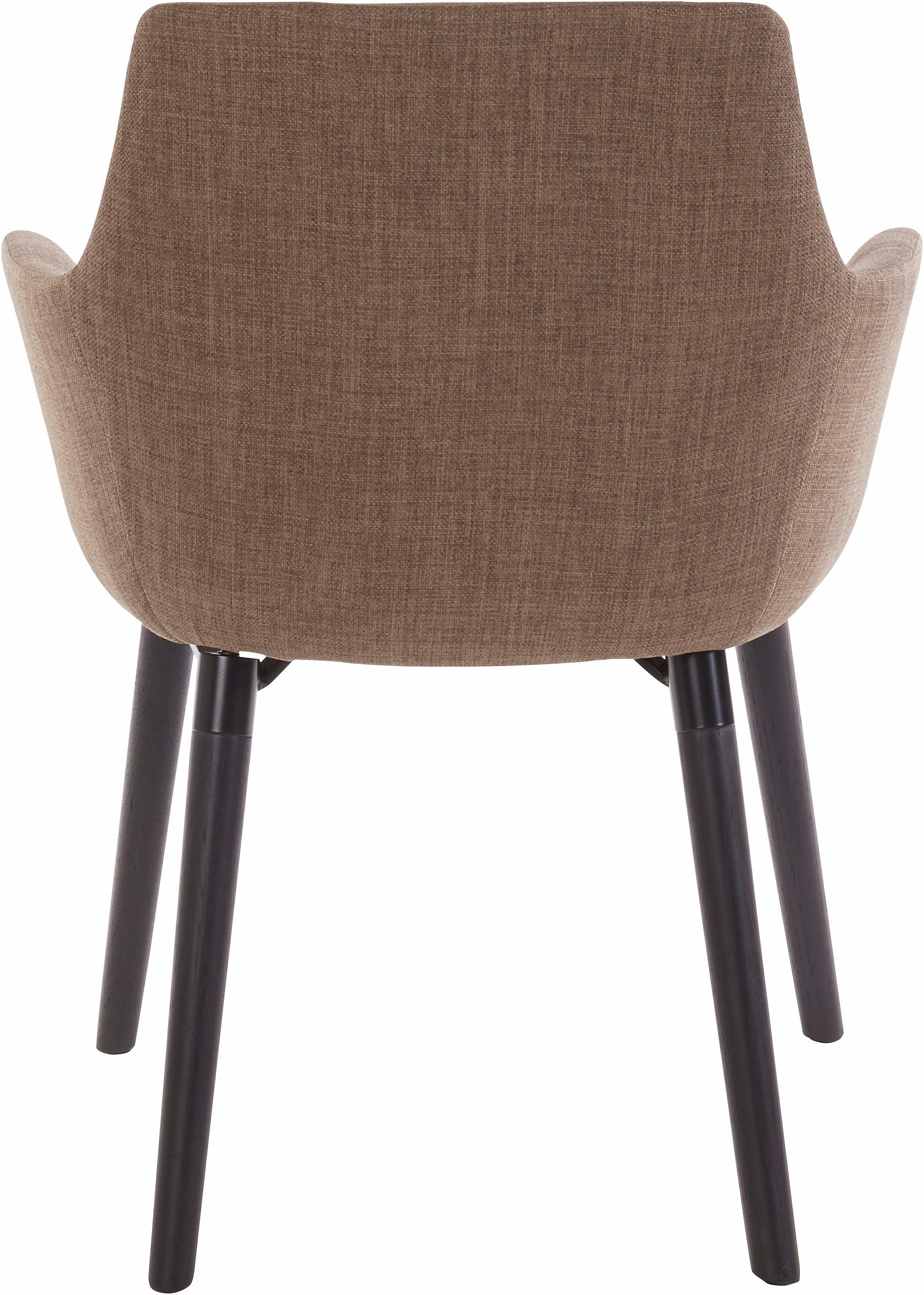 Home affaire Stoel met armleuningen Bradford (1 of 2 stuks), overtrekstof in weefstof, frame van eiken massief hout (set)