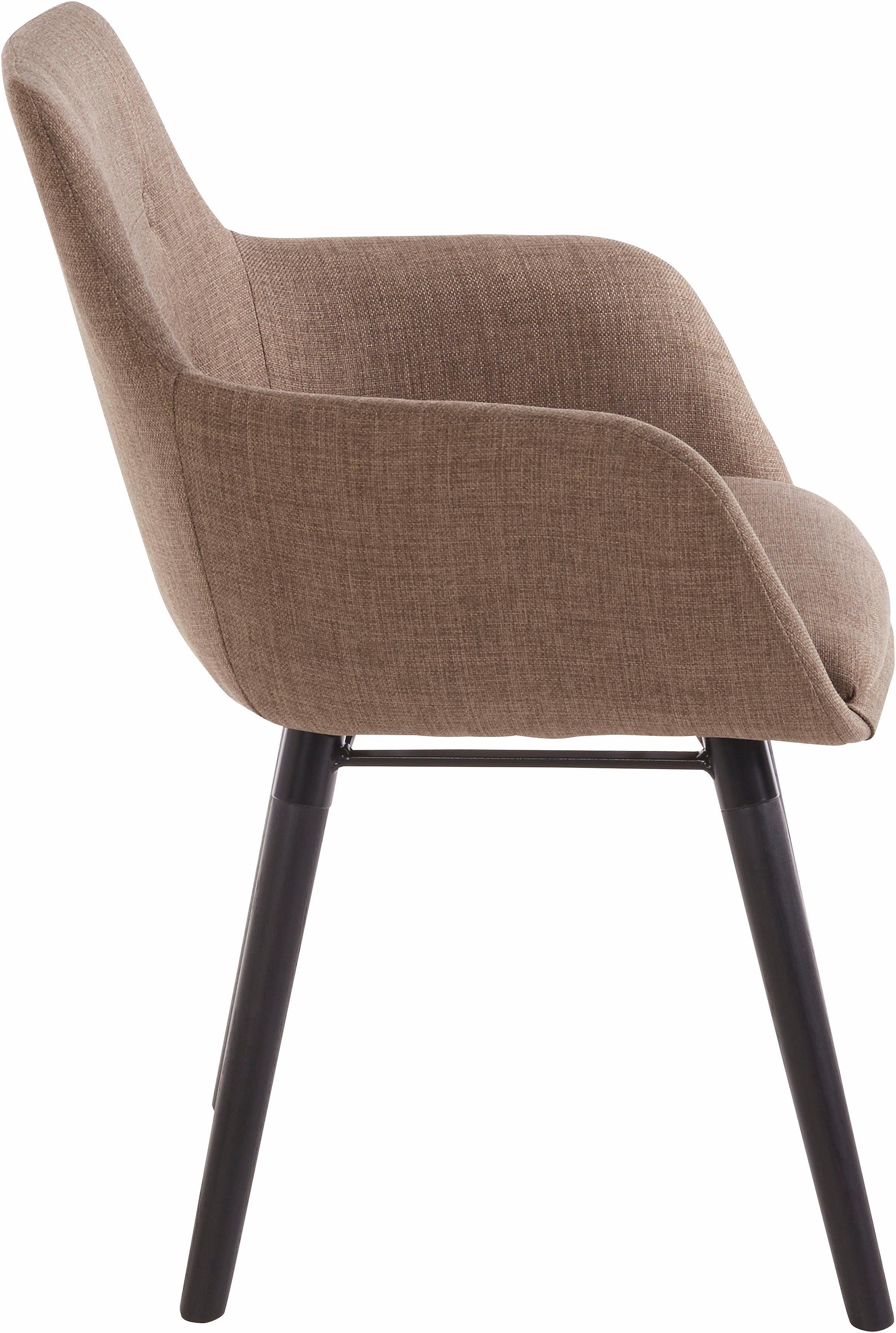 Home affaire Stoel met armleuningen Bradford (1 of 2 stuks), overtrekstof in weefstof, frame van eiken massief hout (set)