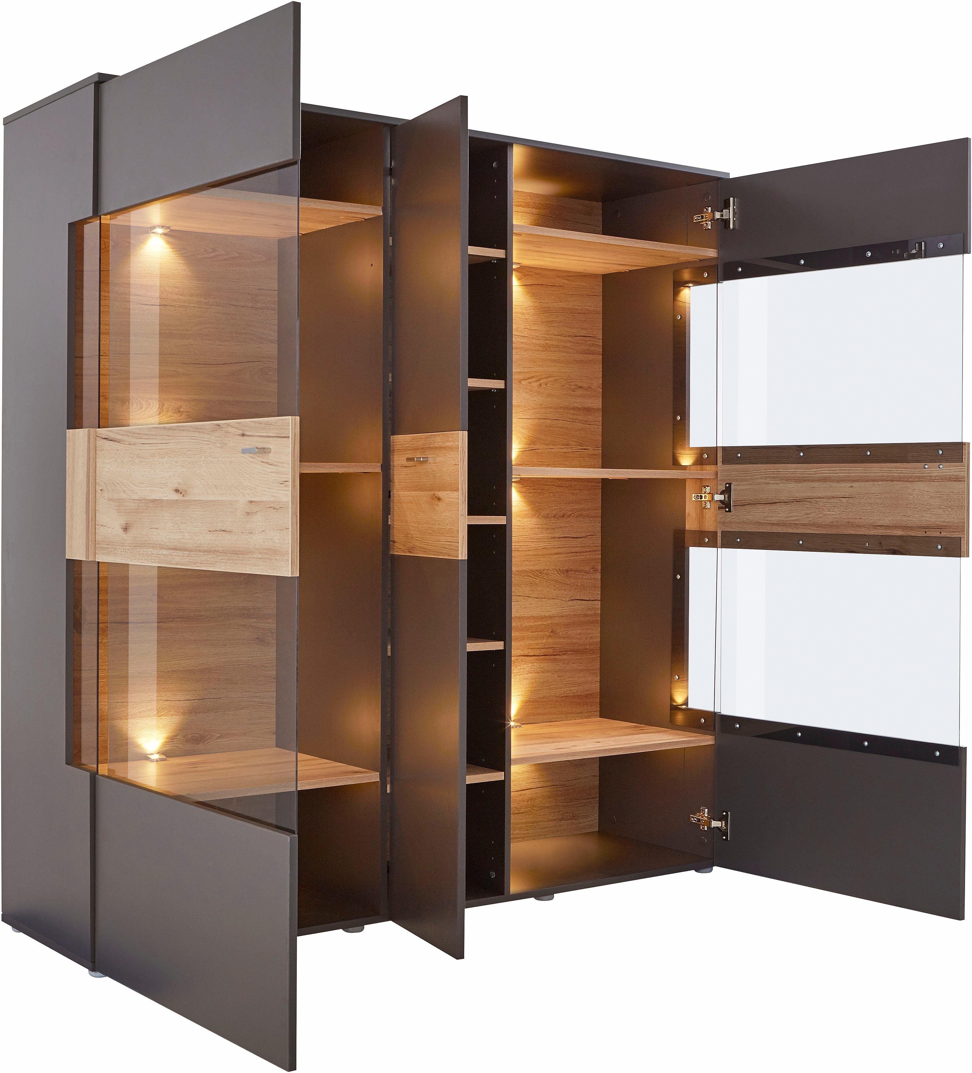 FORTE Vitrinekast Como Breedte 152 cm, incl. verlichting