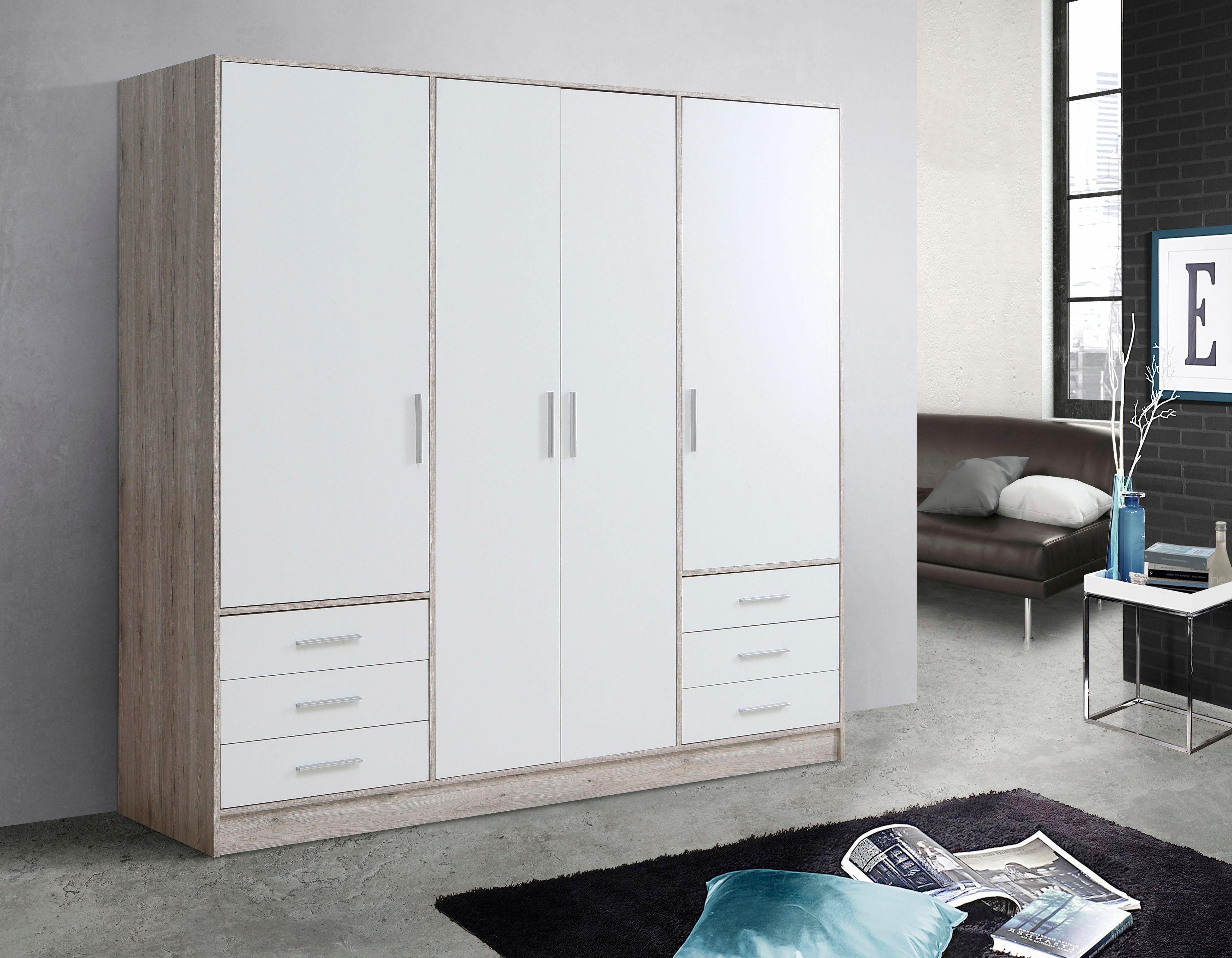 FORTE Kledingkast Jupiter, gemaakt in Europa, met lades Opbergruimte, 2 breedtes, 4 kleuren, lades, variabele legplanken