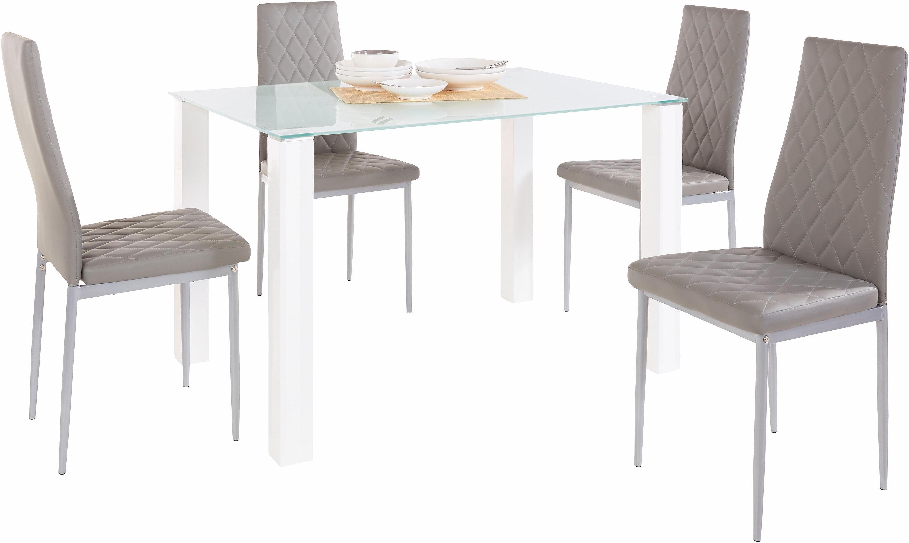 INOSIGN Eethoek met glazen tafel, breedte 120 cm (set, 5-delig)
