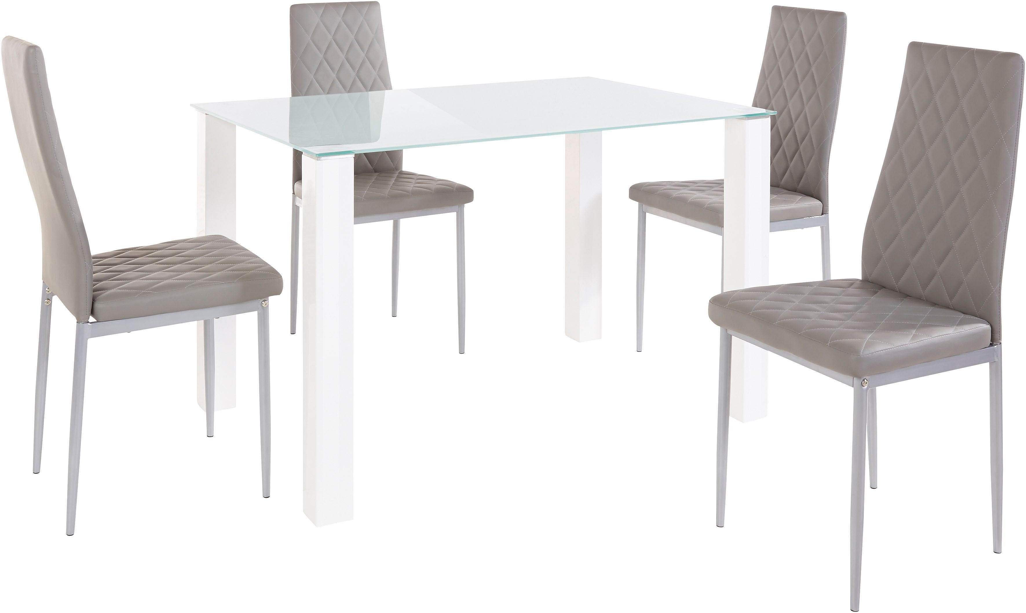 INOSIGN Eethoek met glazen tafel, breedte 120 cm (set, 5-delig)