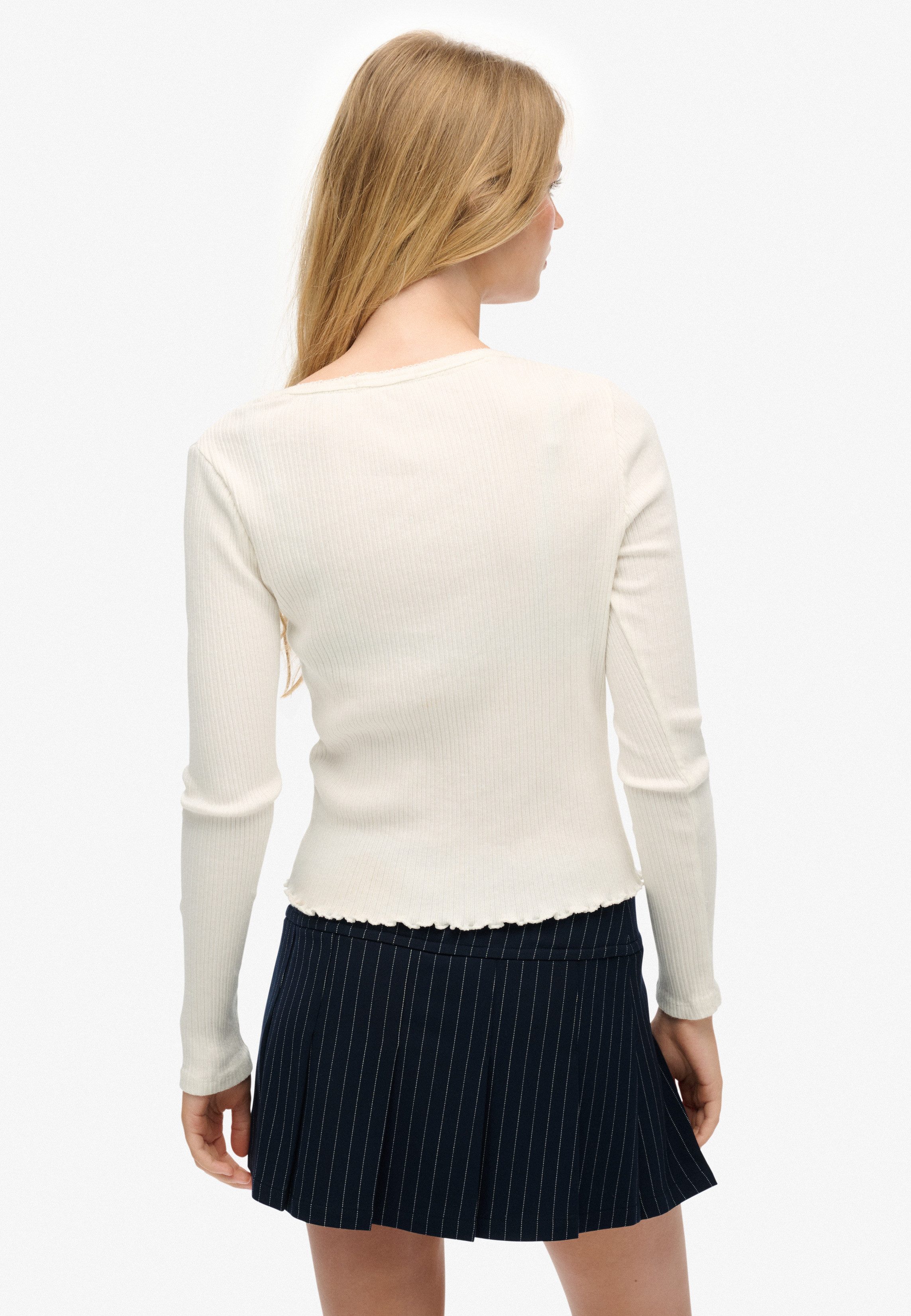 Superdry Shirt met lange mouwen ESSENTIAL BUTTON THRU LS TOP