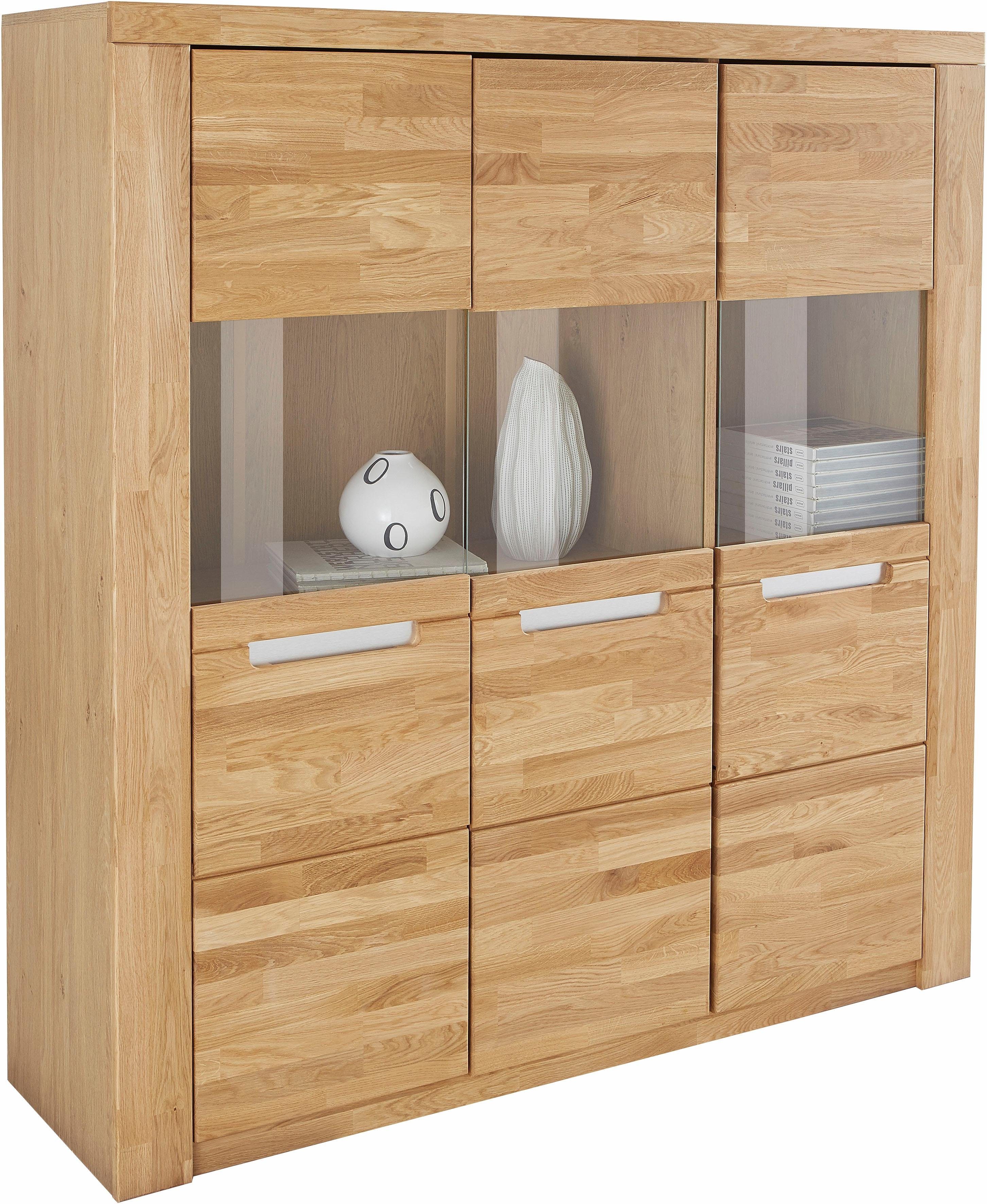 Home affaire Highboard Kolding Breedte 140 cm met 3 glasdeuren