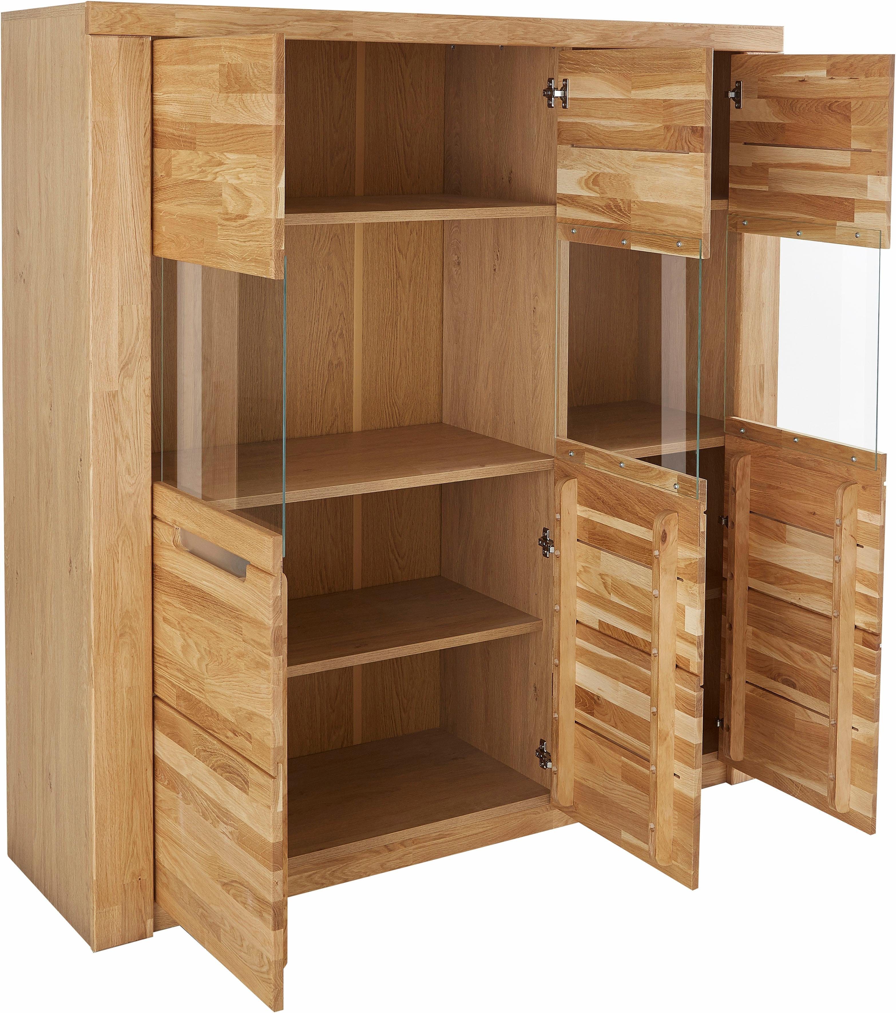Home affaire Highboard Kolding Breedte 140 cm met 3 glasdeuren