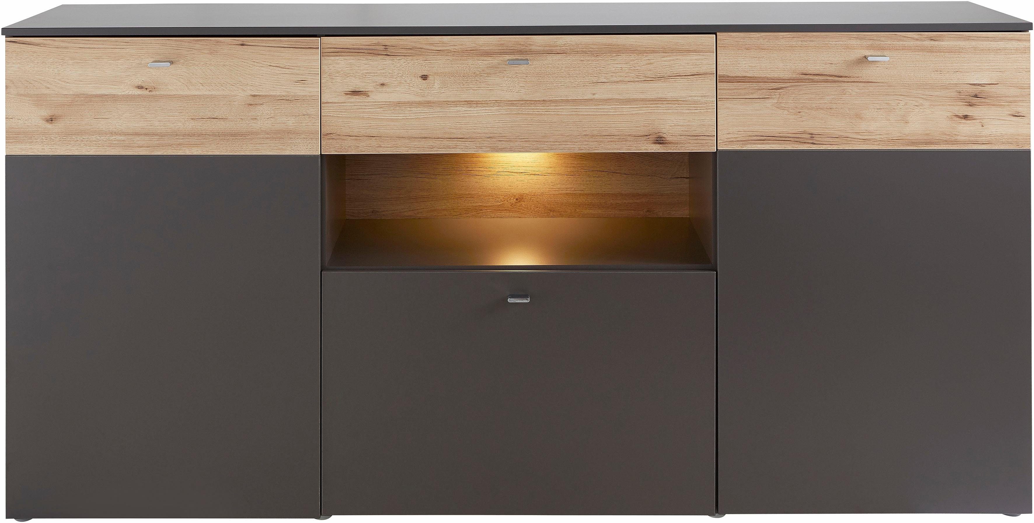FORTE Dressoir Como Kast, opbergkast, LED verlichting, soft close, opbergruimte