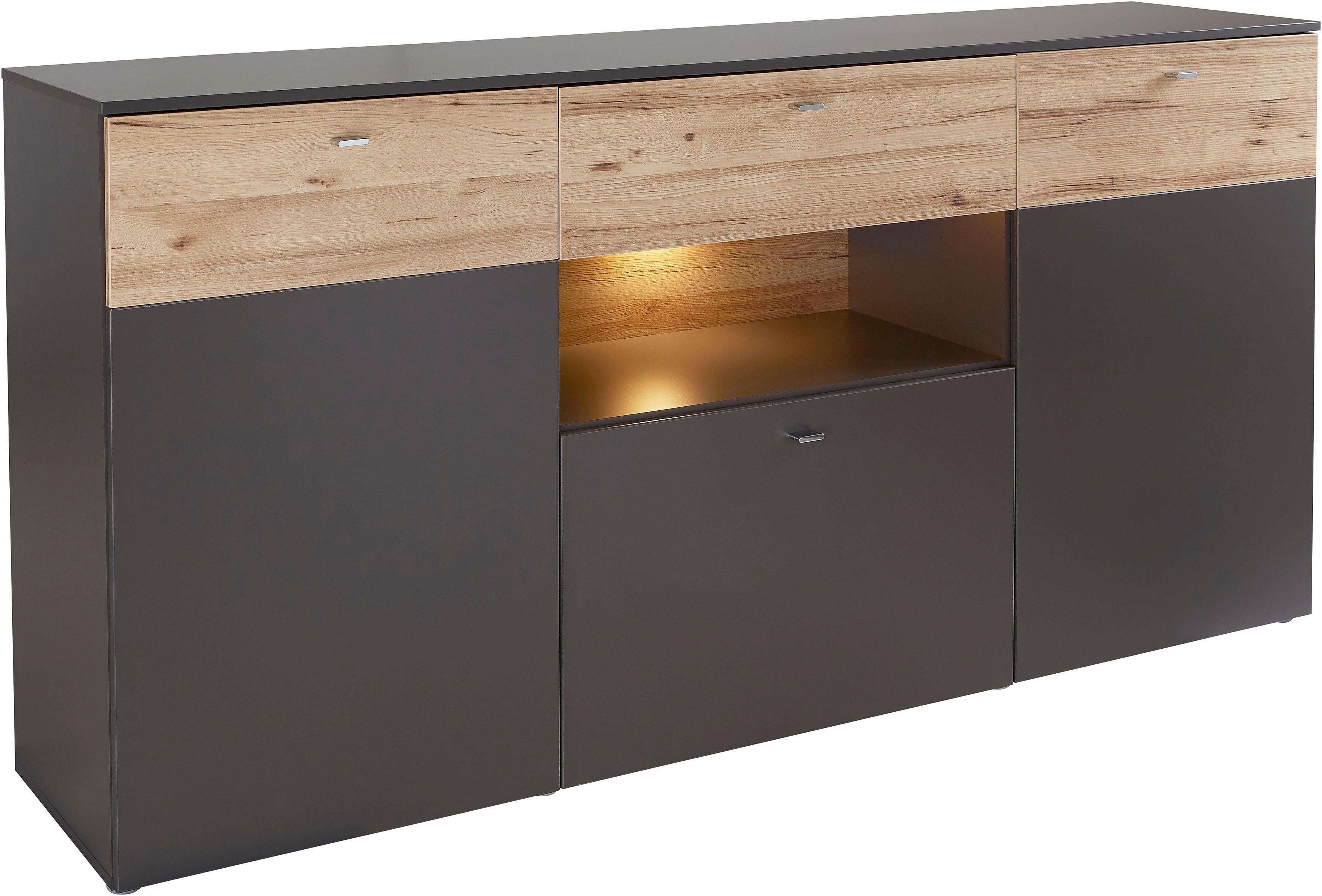 FORTE Dressoir Como Kast, opbergkast, LED verlichting, soft close, opbergruimte