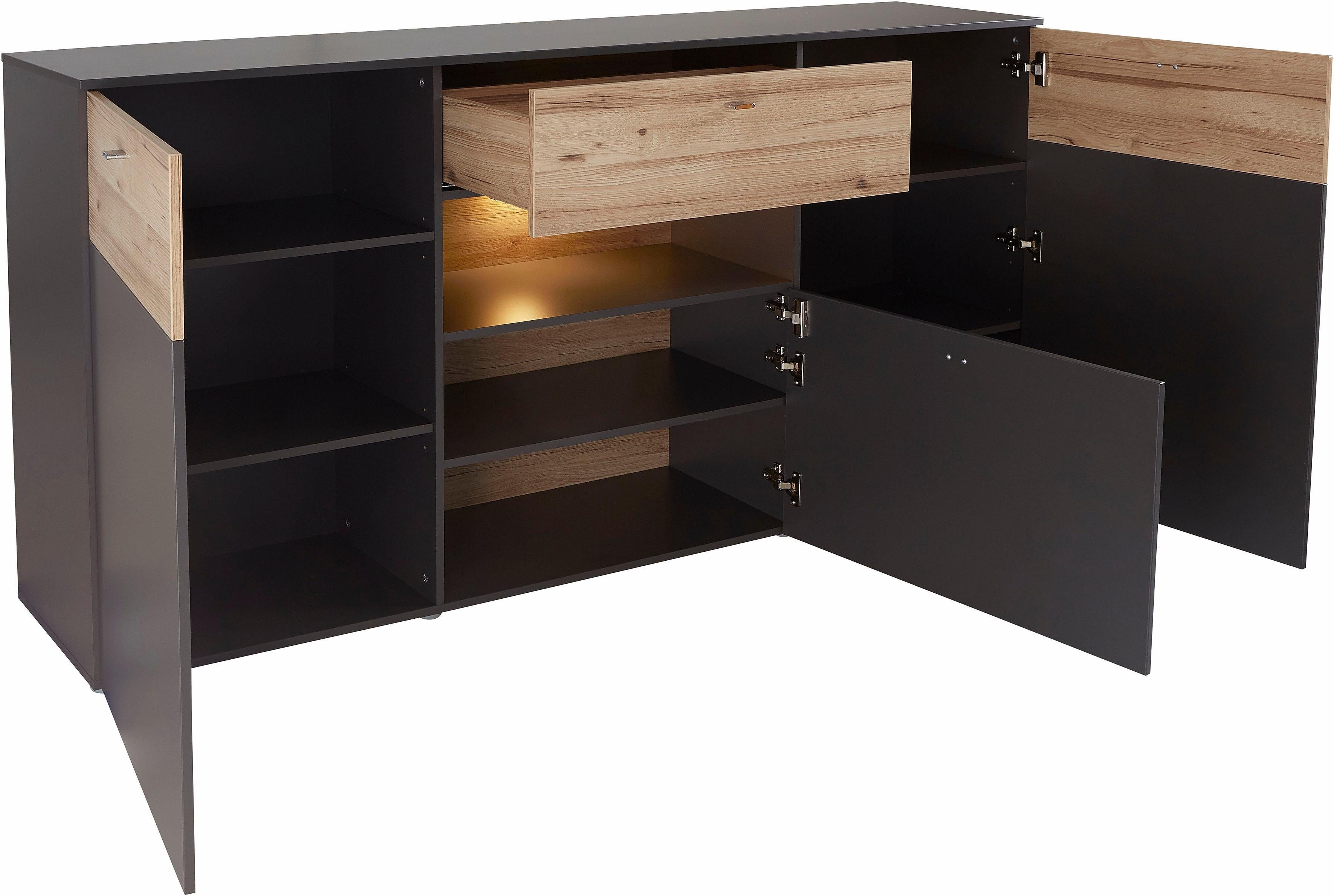 FORTE Dressoir Como Kast, opbergkast, LED verlichting, soft close, opbergruimte